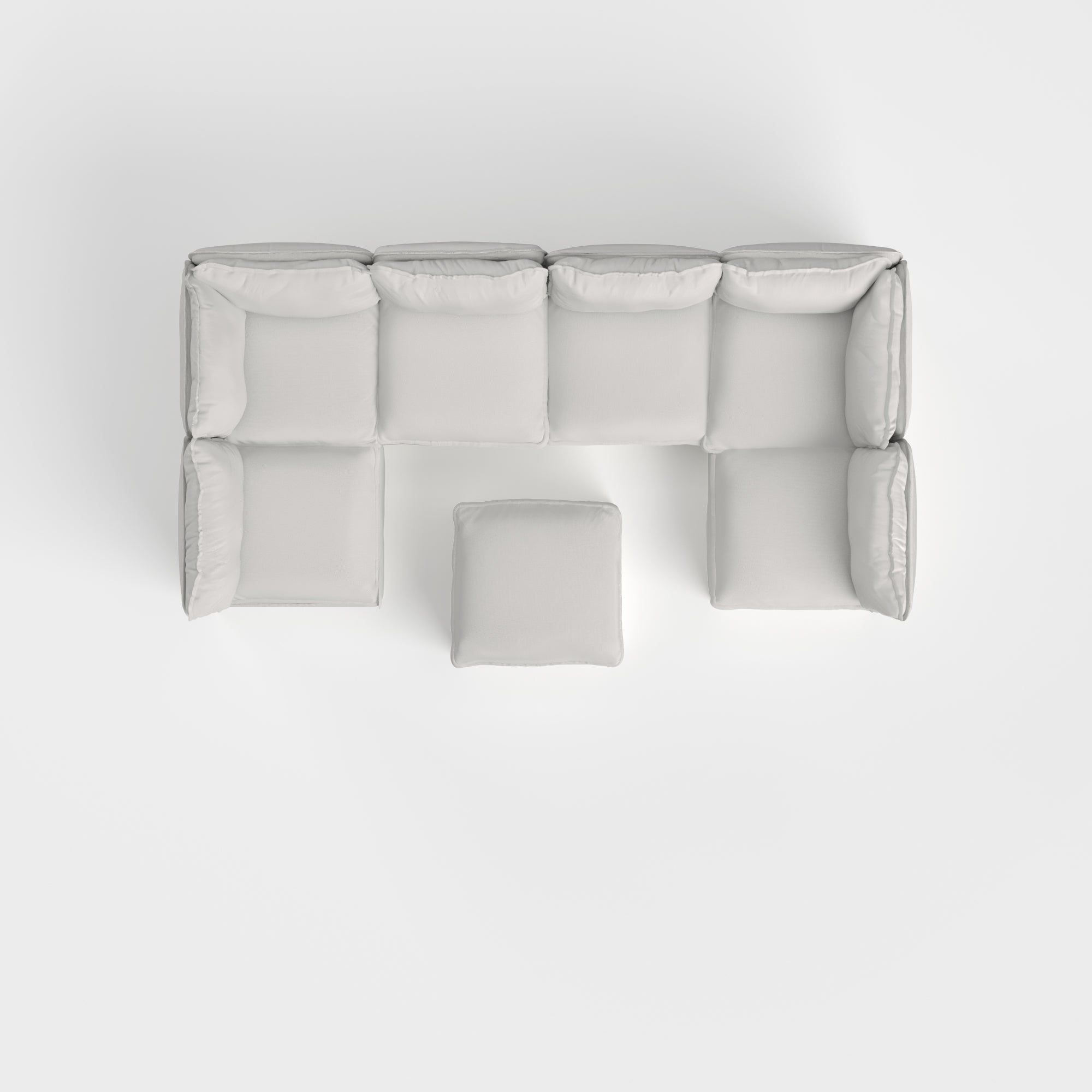 Slipcover Only - Modular Outdoor Washable 6-Seater Open-Ends U-Sectional + Ottoman | Nano Slubweave in Mist