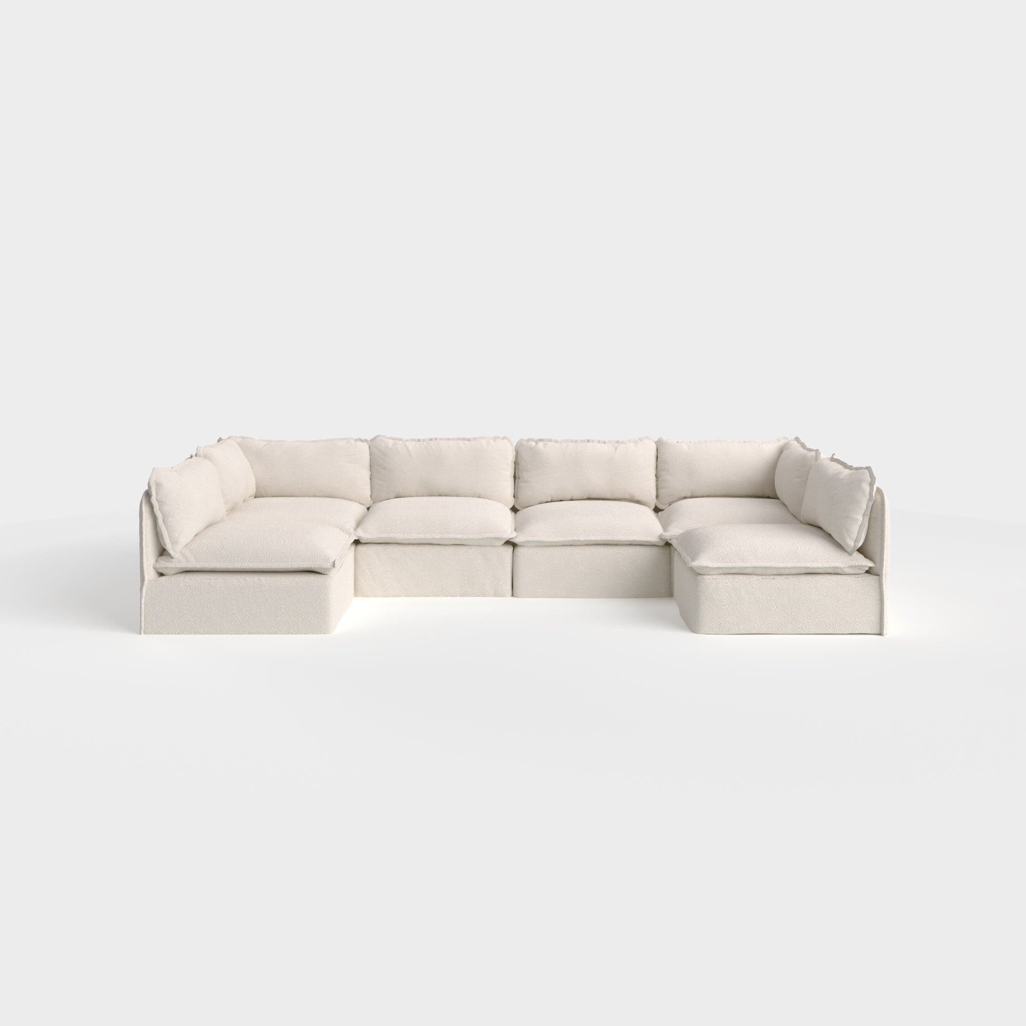 Slipcover Only - Modular Outdoor Washable 6-Seater Open-Ends U-Sectional | Alfresco Boucle in Creme