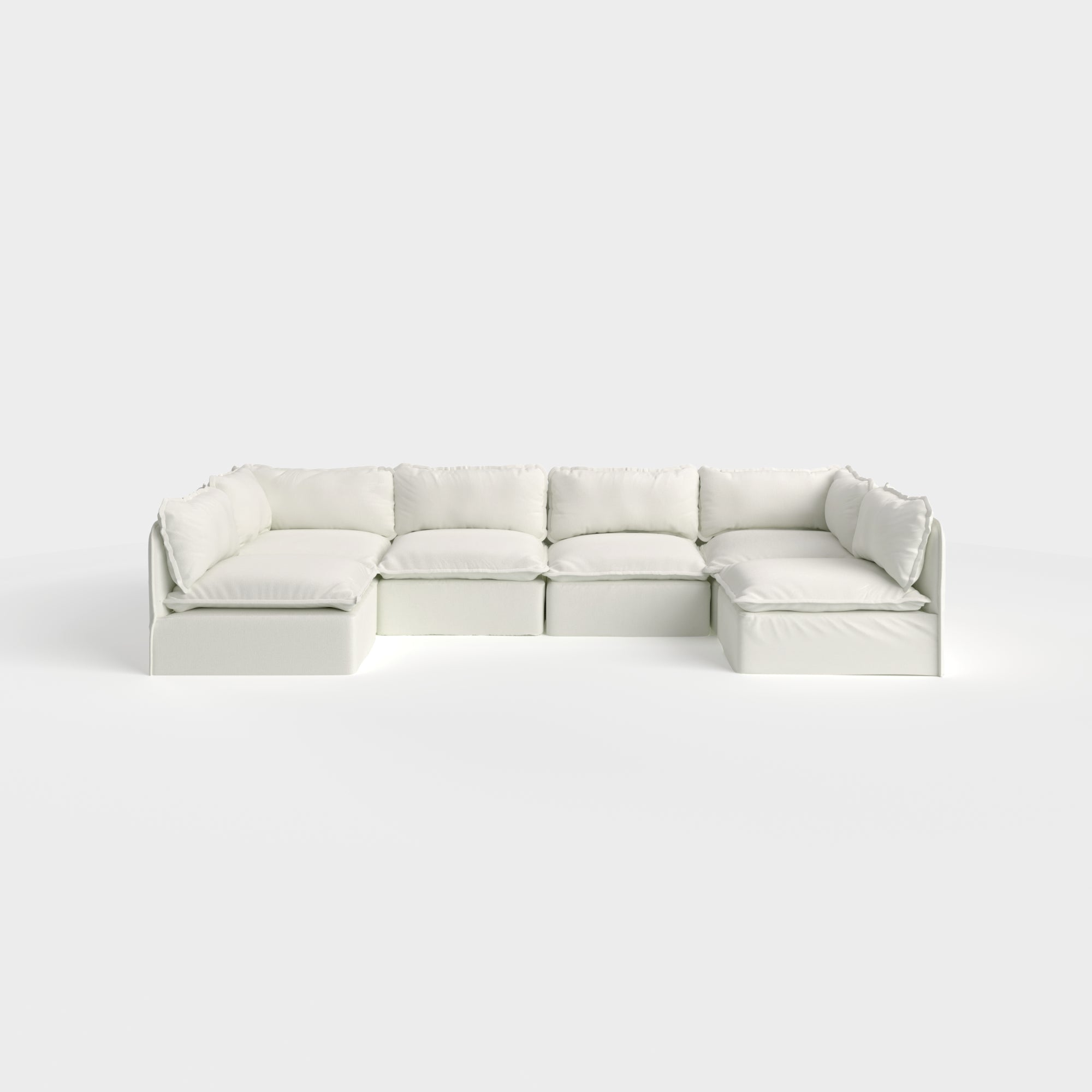 Slipcover Only - Modular Outdoor Washable 6-Seater Open-Ends U-Sectional | Classic Canvas in Cloud