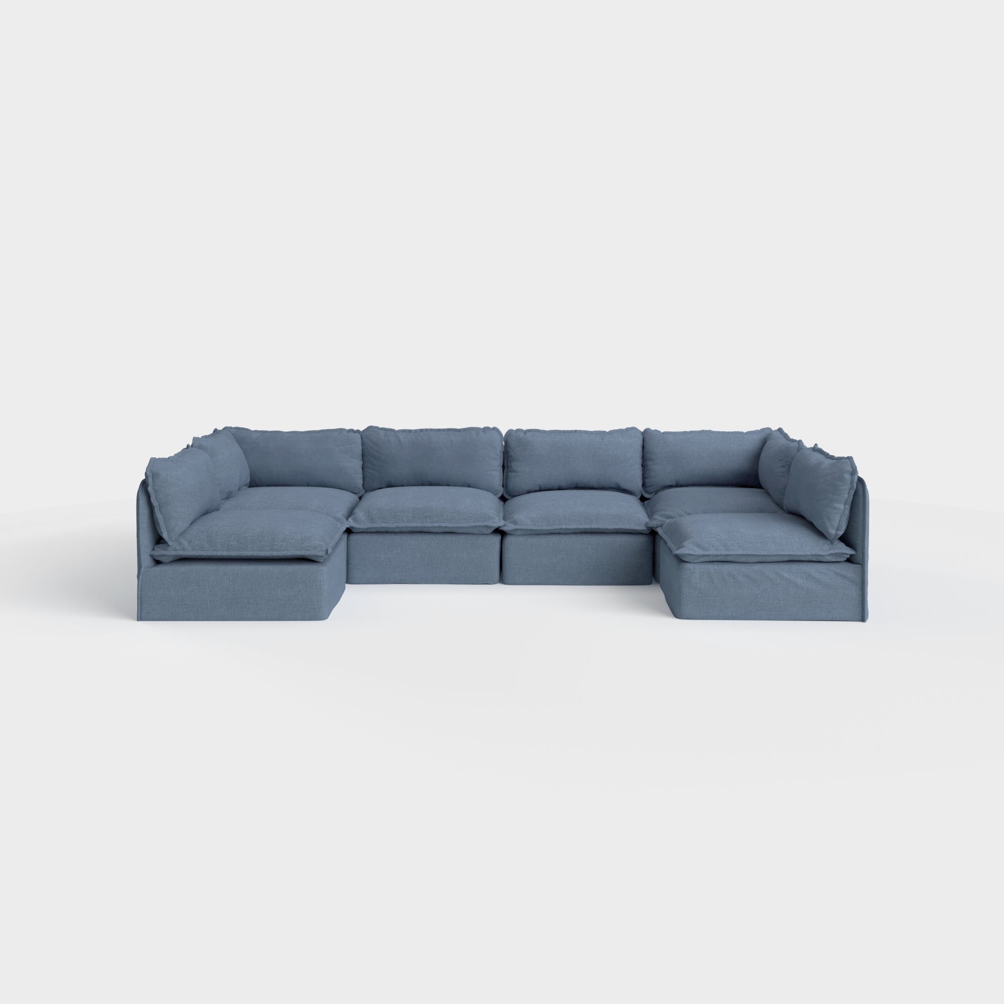 Slipcover Only - Modular Outdoor Washable 6-Seater Open-Ends U-Sectional | Classic Canvas in Ocean