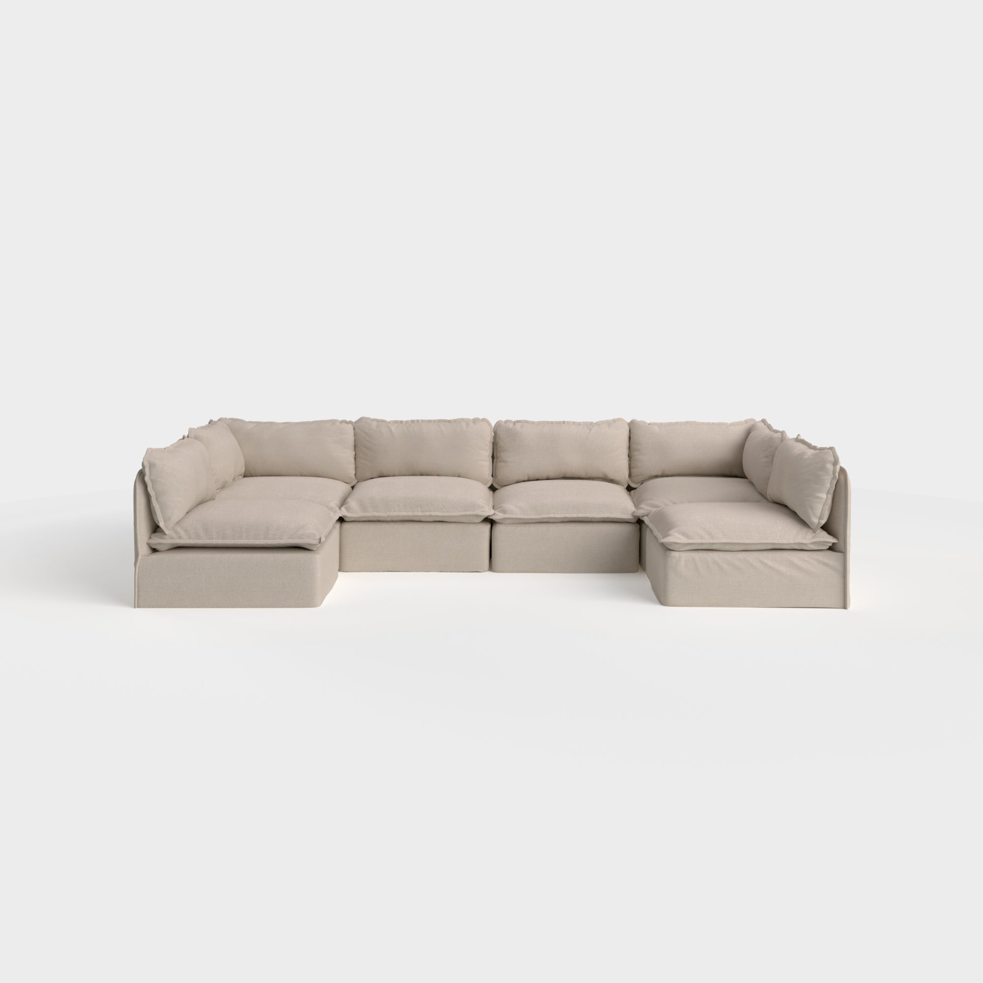 Slipcover Only - Modular Outdoor Washable 6-Seater Open-Ends U-Sectional | Classic Canvas in Sand