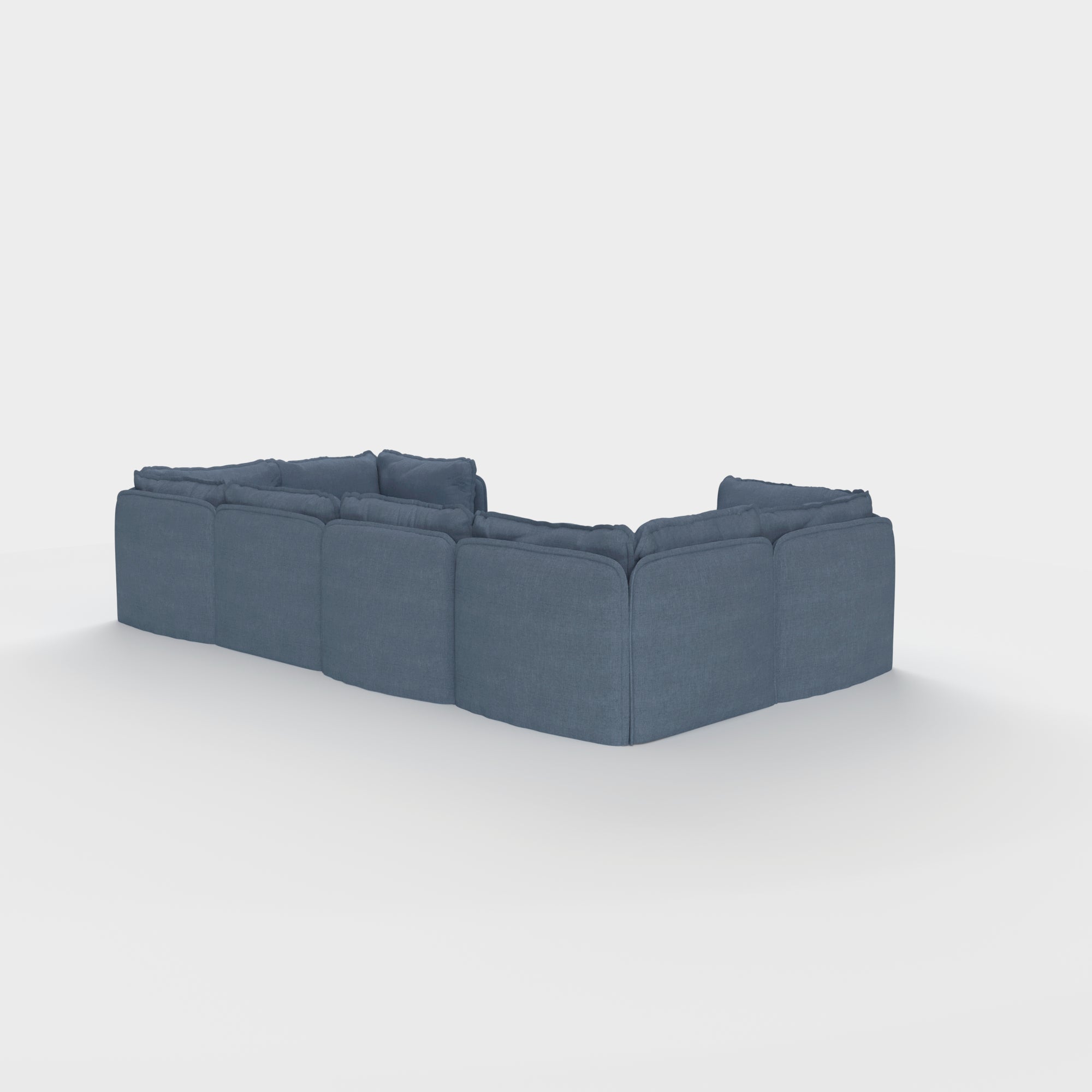 Slipcover Only - Modular Outdoor Washable 6-Seater U-Sectional + Ottoman | Classic Canvas in Ocean