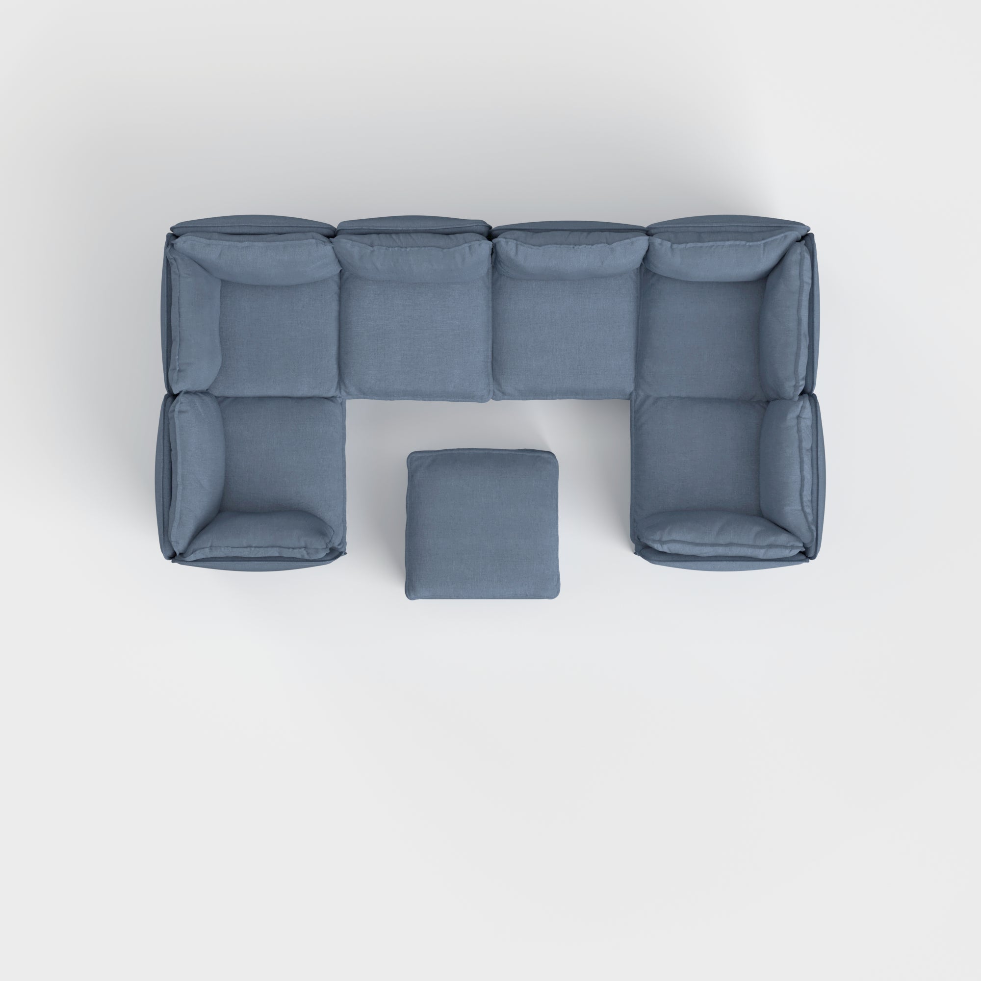 Slipcover Only - Modular Outdoor Washable 6-Seater U-Sectional + Ottoman | Classic Canvas in Ocean