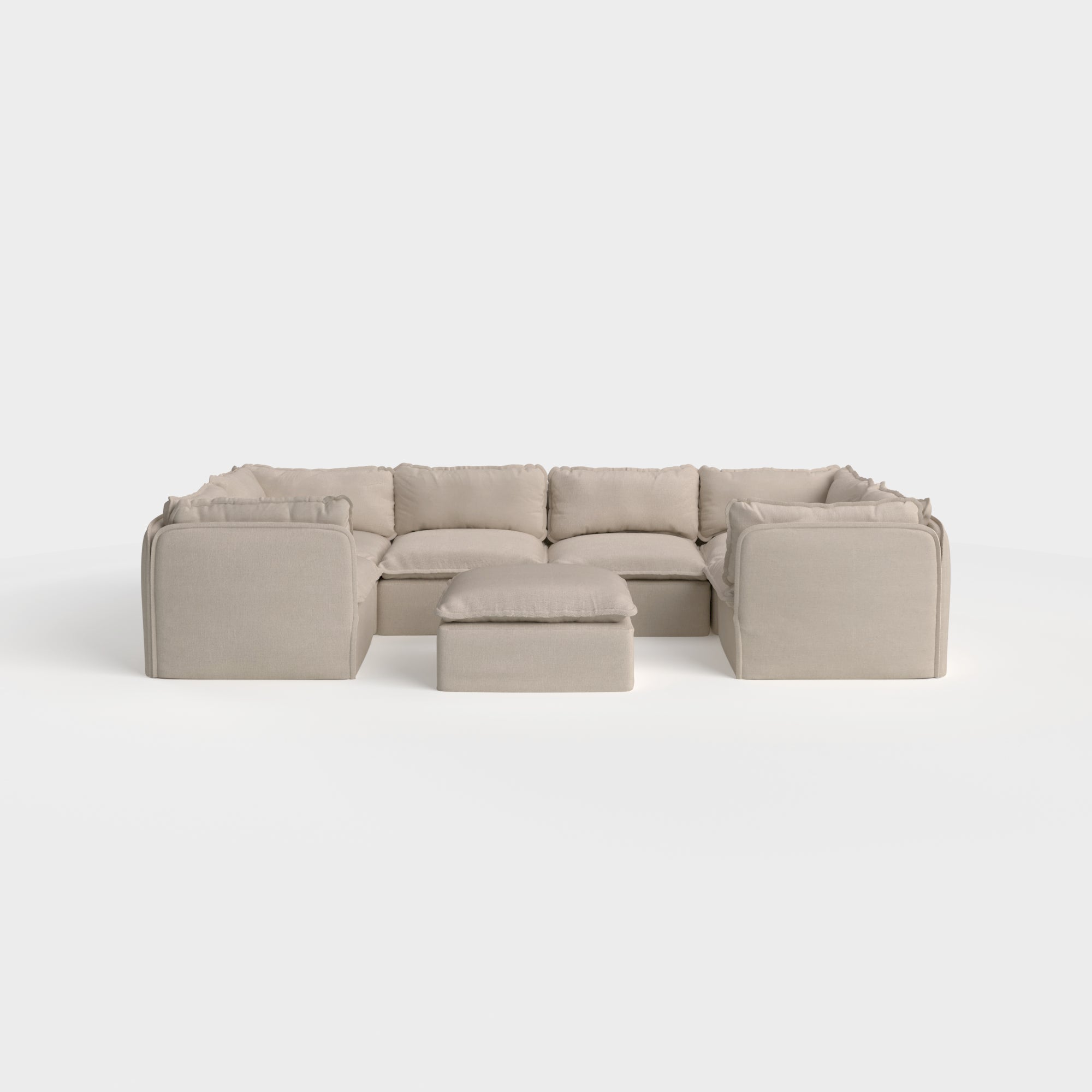Slipcover Only - Modular Outdoor Washable 6-Seater U-Sectional + Ottoman | Classic Canvas in Sand