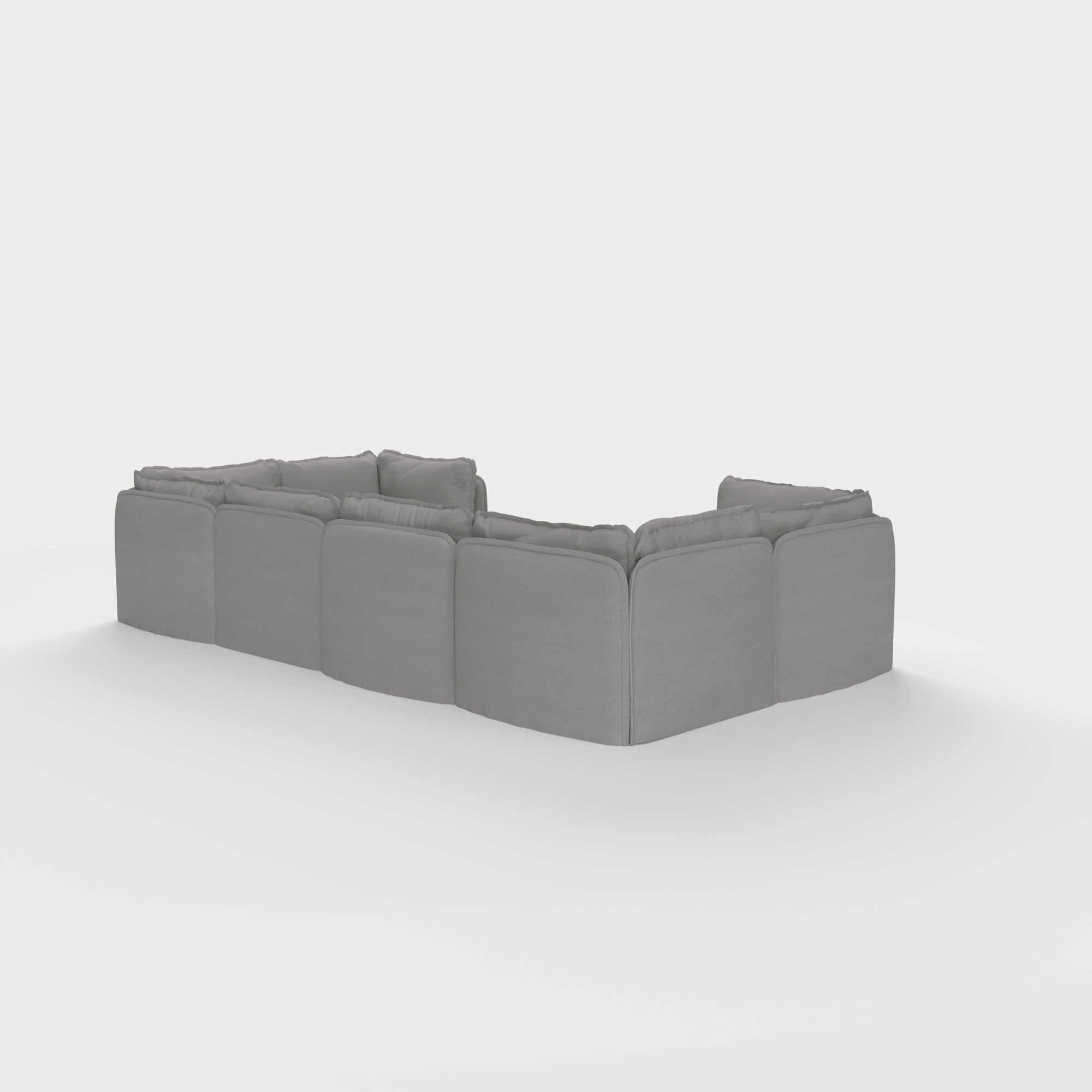 Slipcover Only - Modular Outdoor Washable 6-Seater U-Sectional + Ottoman | Classic Canvas in Stone Gray