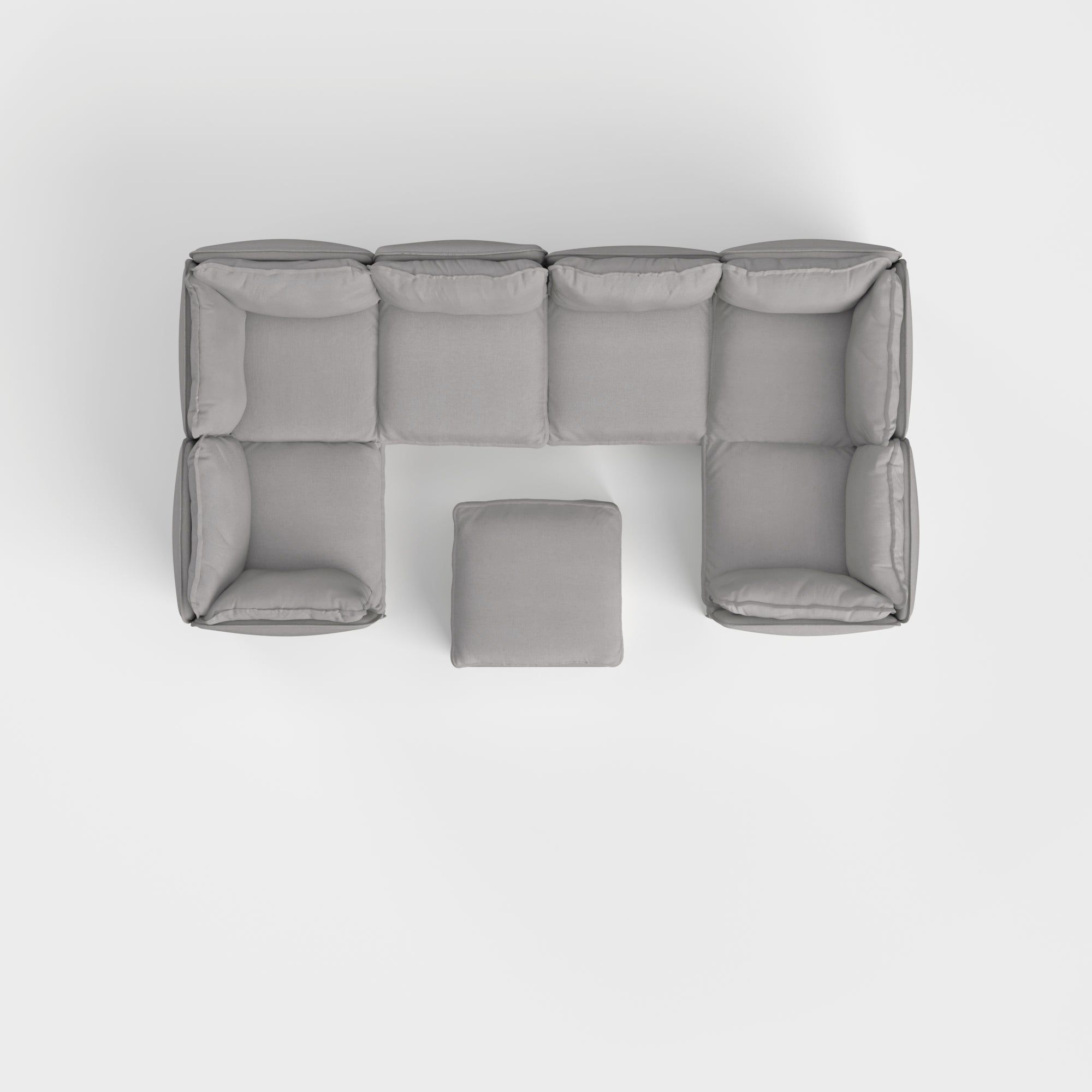 Slipcover Only - Modular Outdoor Washable 6-Seater U-Sectional + Ottoman | Classic Canvas in Stone Gray