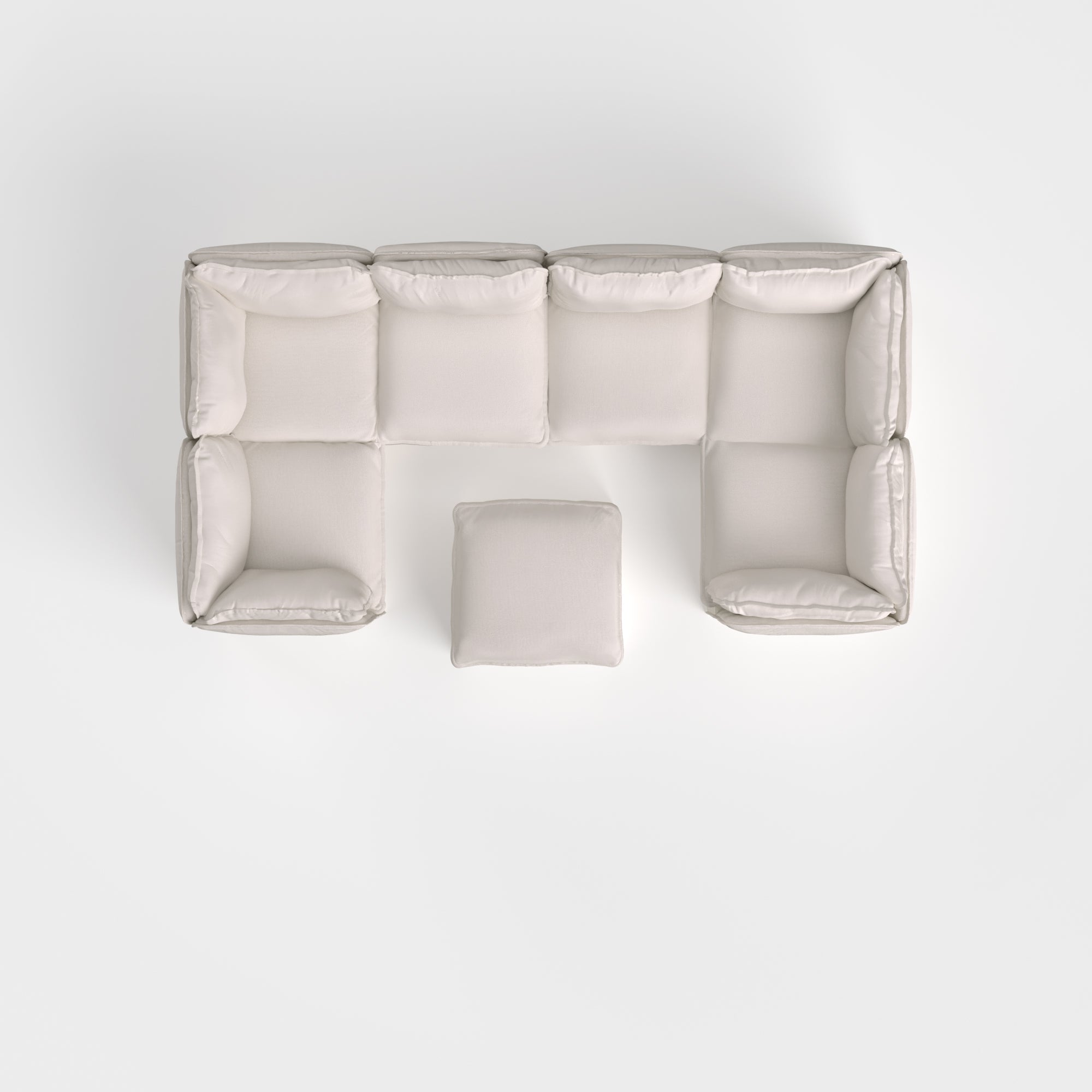 Slipcover Only - Modular Outdoor Washable 6-Seater U-Sectional + Ottoman | Nano Slubweave in Chai