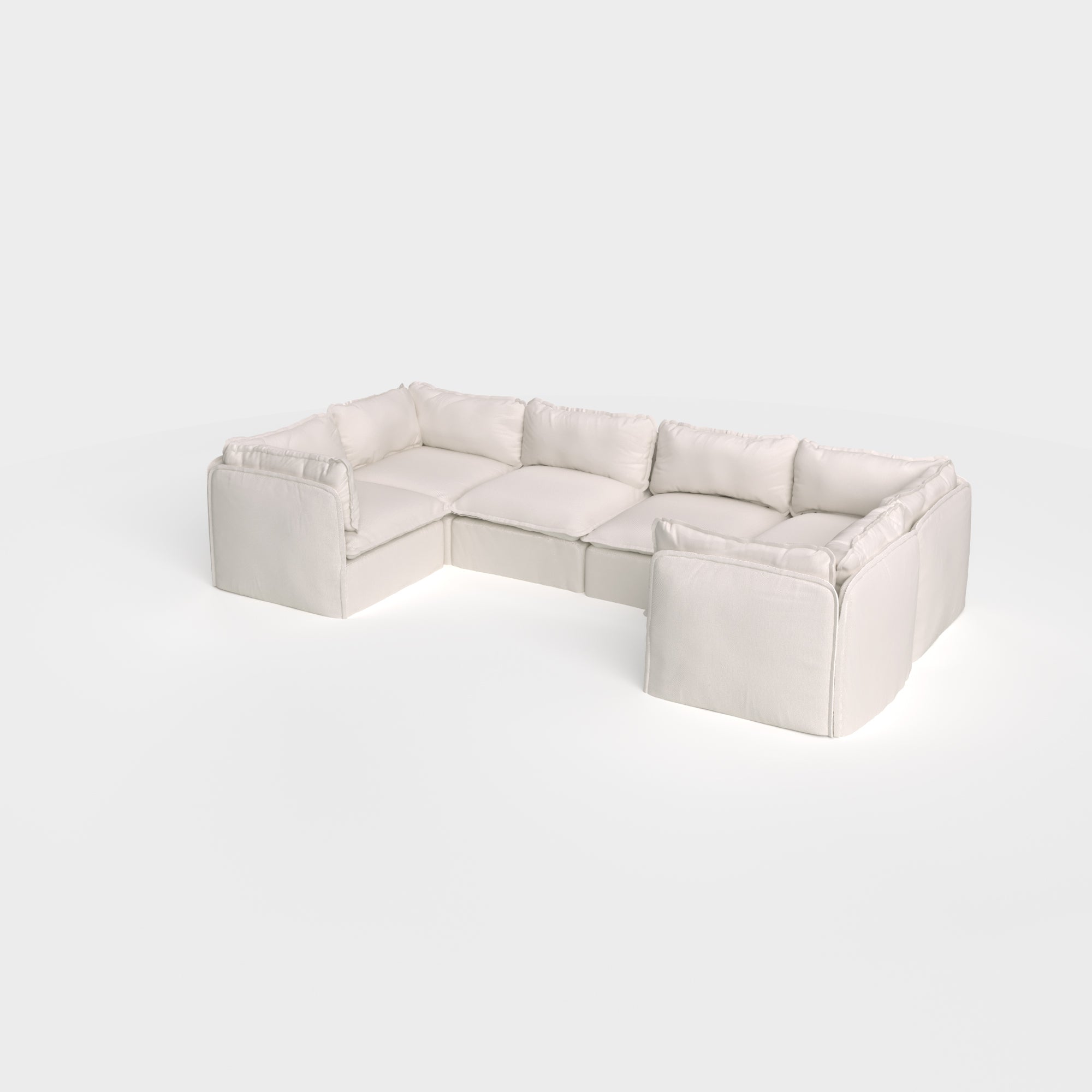 Slipcover Only - Modular Outdoor Washable 6-Seater U-Sectional | Nano Slubweave in Chai