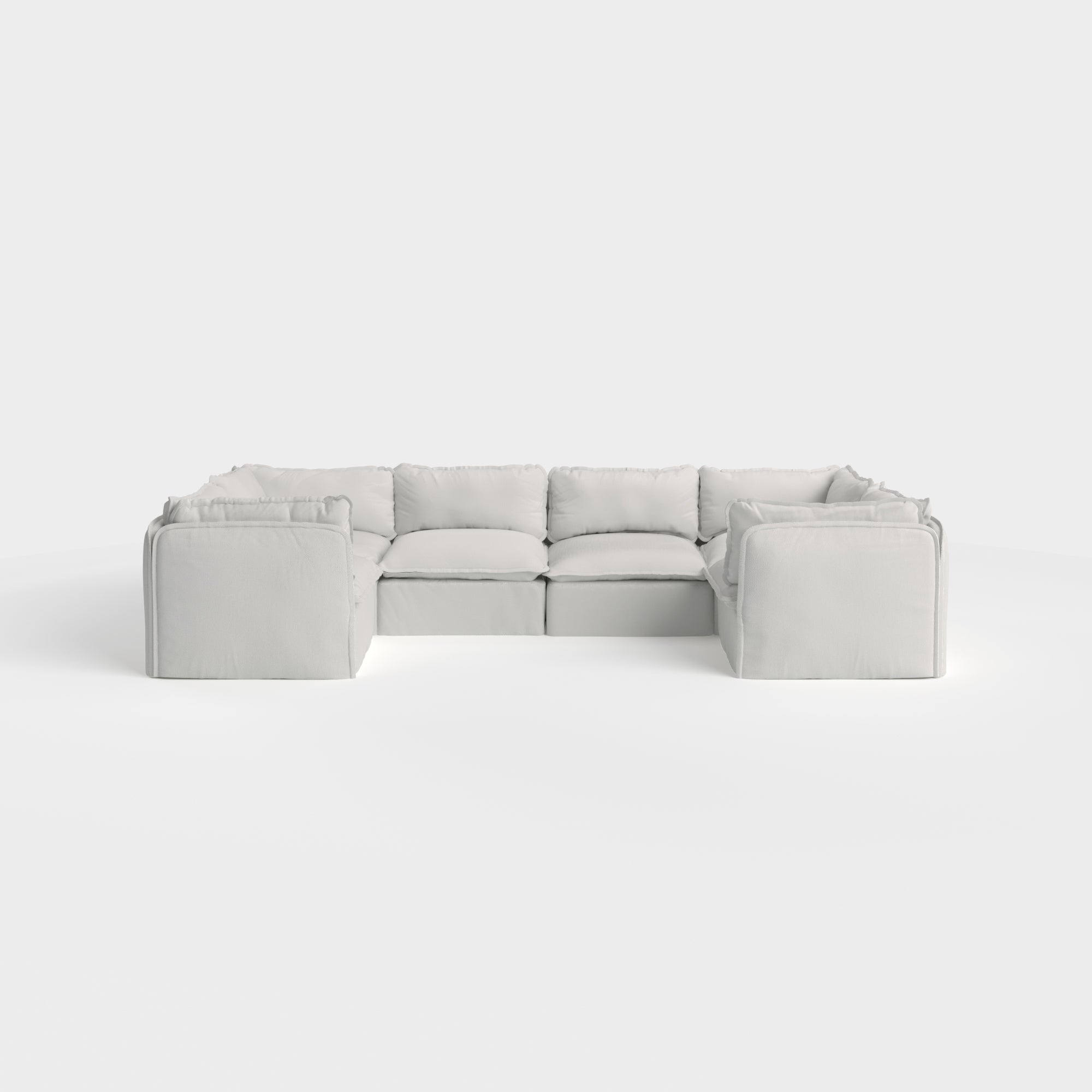 Slipcover Only - Modular Outdoor Washable 6-Seater U-Sectional | Nano Slubweave in Mist