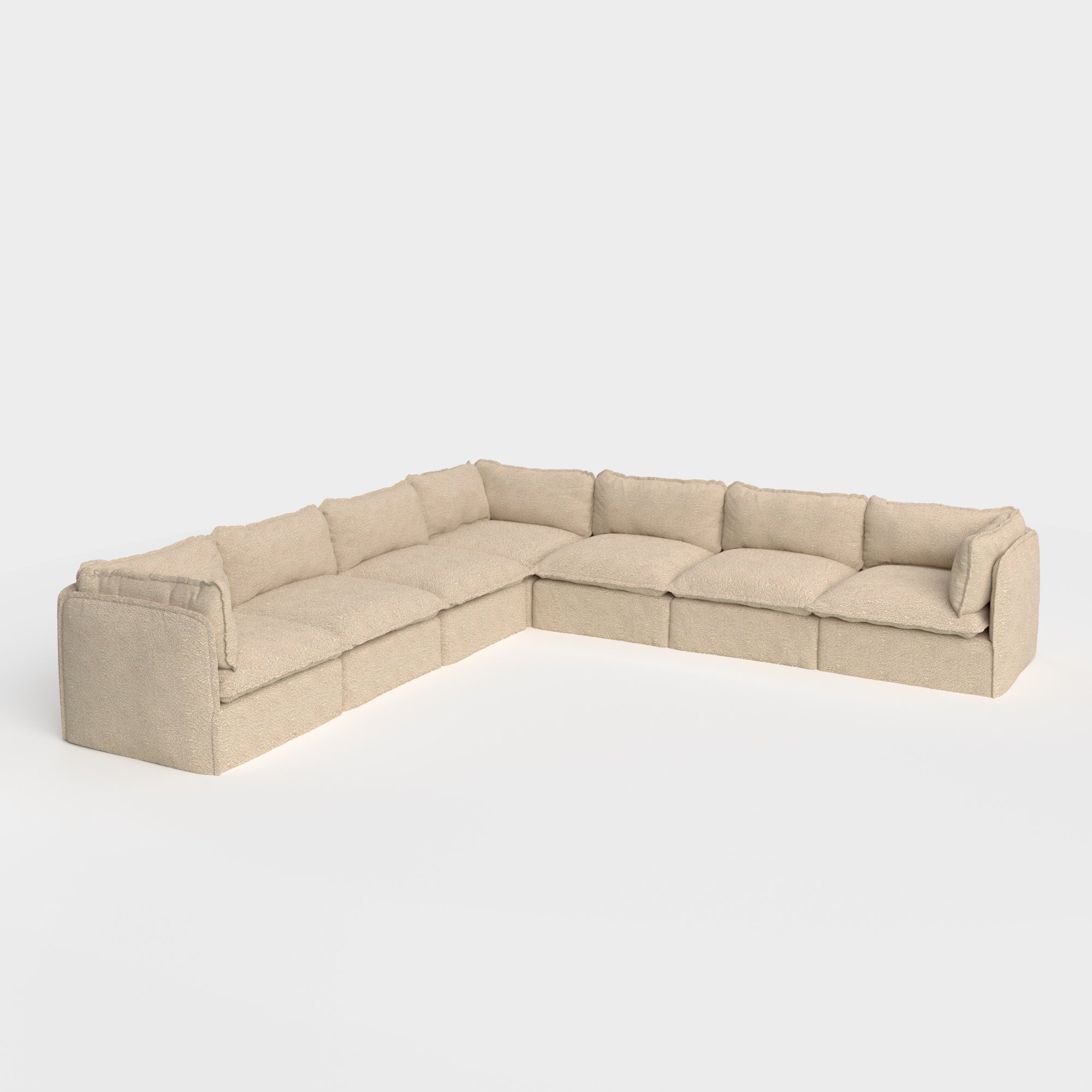 Slipcover Only - Modular Outdoor Washable 7-Seater Corner Sectional | Alfresco Boucle in Cashew
