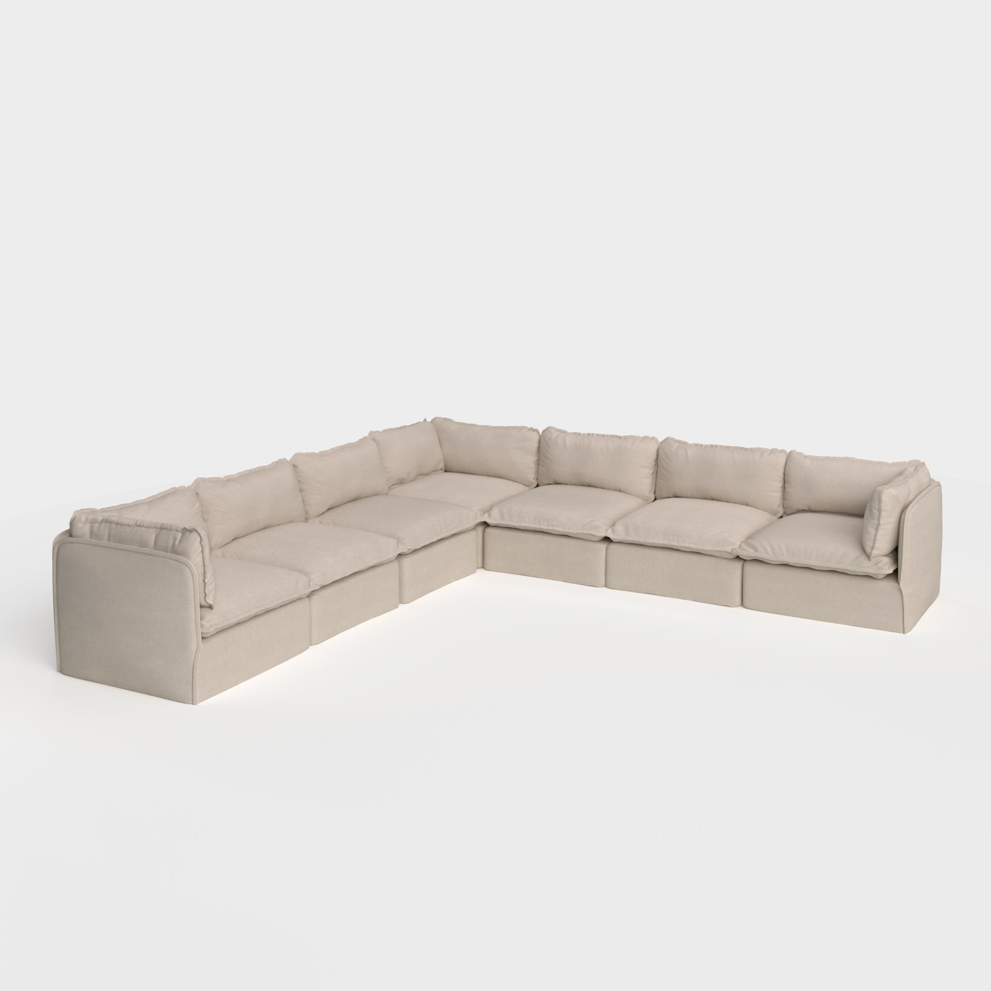 Slipcover Only - Modular Outdoor Washable 7-Seater Corner Sectional | Classic Canvas in Sand