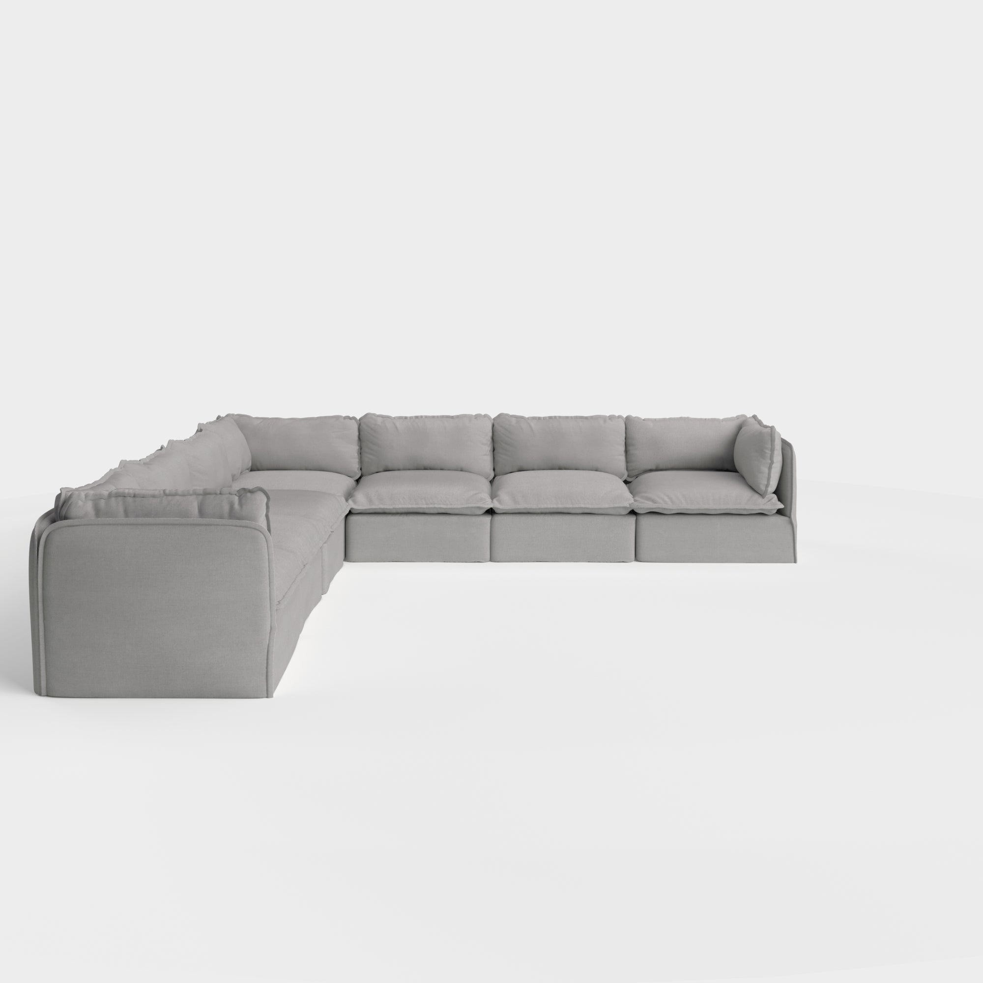 Slipcover Only - Modular Outdoor Washable 7-Seater Corner Sectional | Classic Canvas in Stone Gray