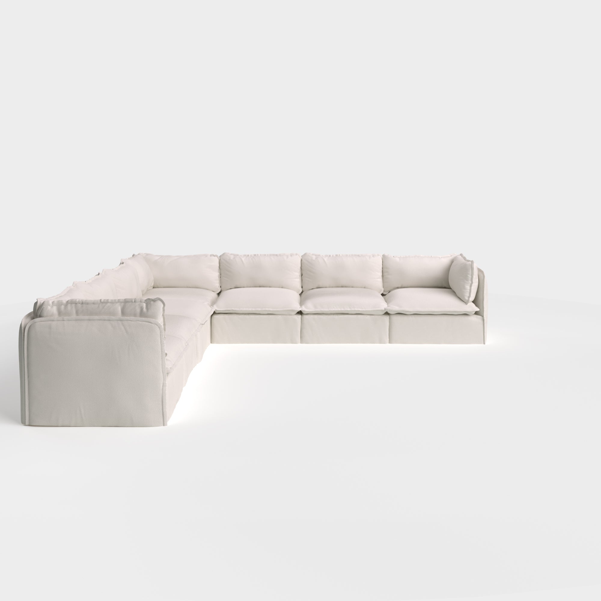 Slipcover Only - Modular Outdoor Washable 7-Seater Corner Sectional | Nano Slubweave in Chai