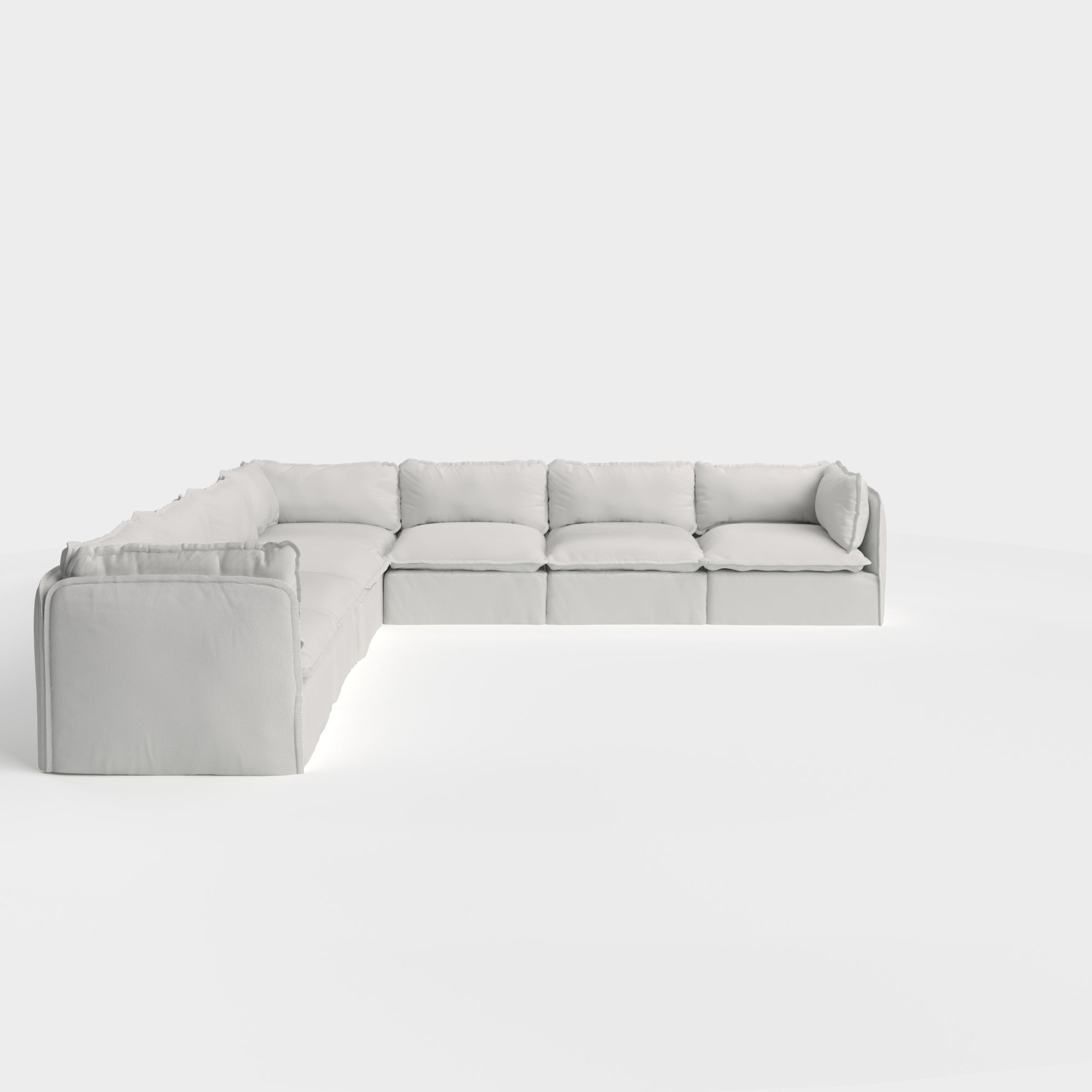 Slipcover Only - Modular Outdoor Washable 7-Seater Corner Sectional | Nano Slubweave in Mist