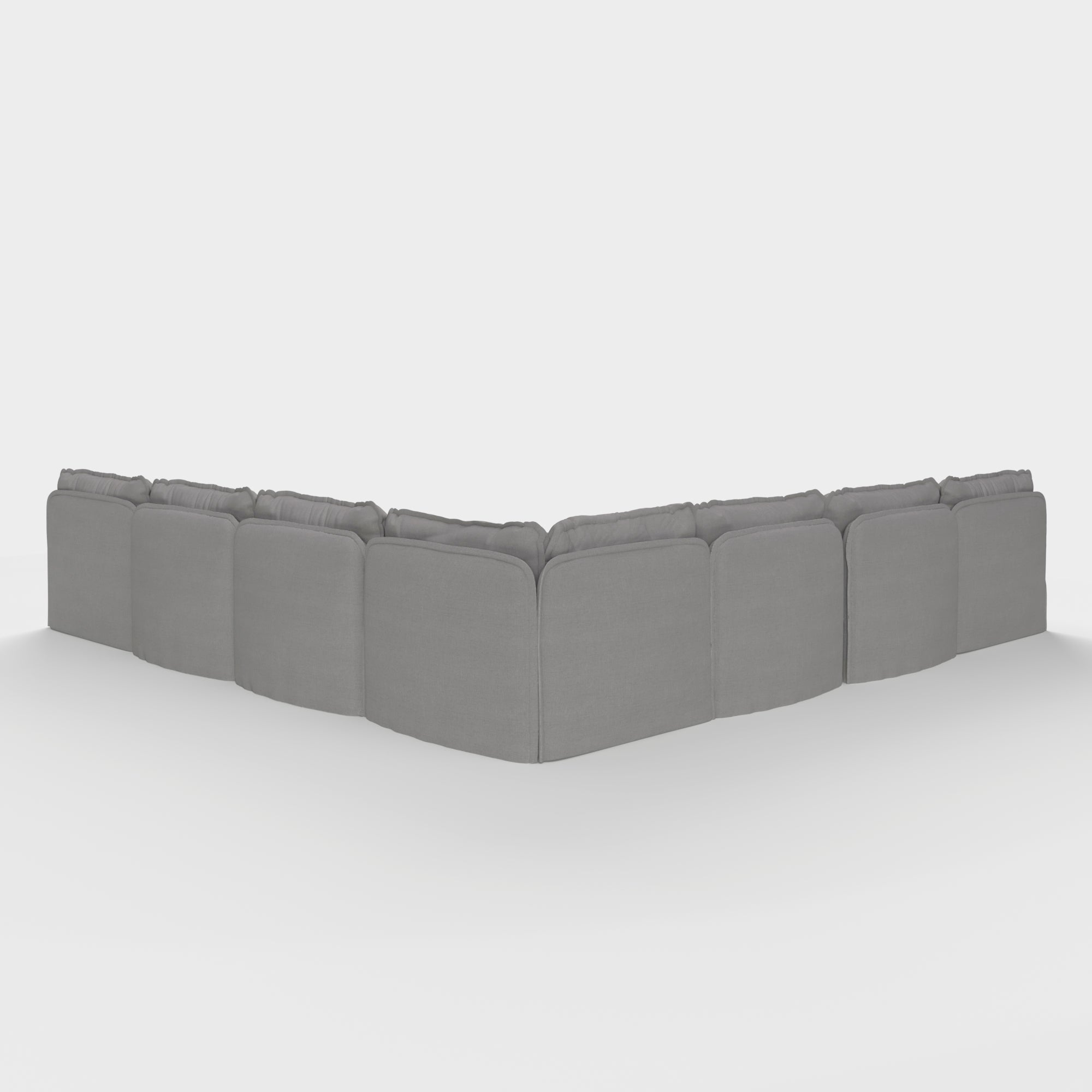 Slipcover Only - Modular Outdoor Washable 7-Seater Open-Ends Corner Sectional + Bench Ottoman | Classic Canvas in Stone Gray