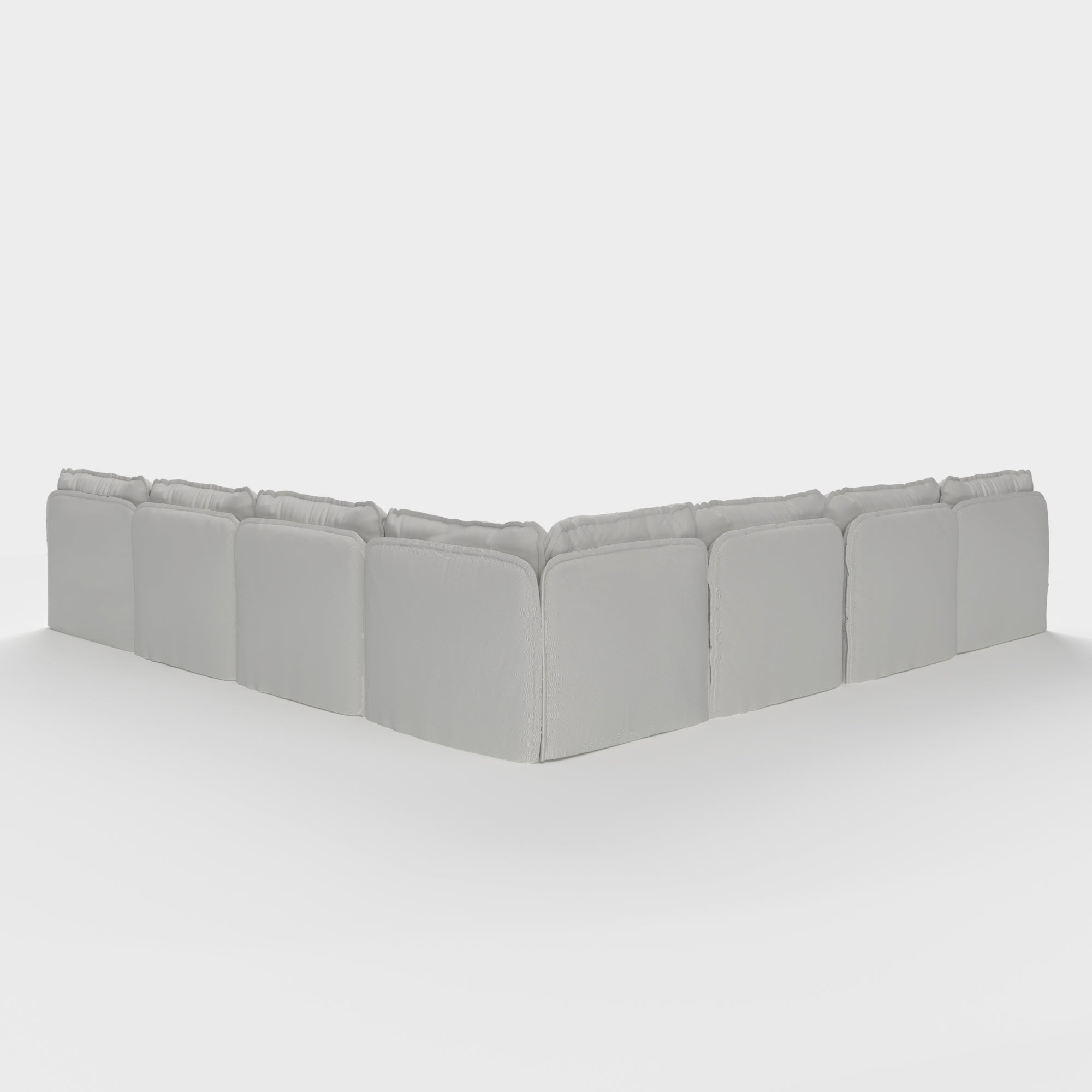 Slipcover Only - Modular Outdoor Washable 7-Seater Open-Ends Corner Sectional + Bench Ottoman | Nano Slubweave in Mist