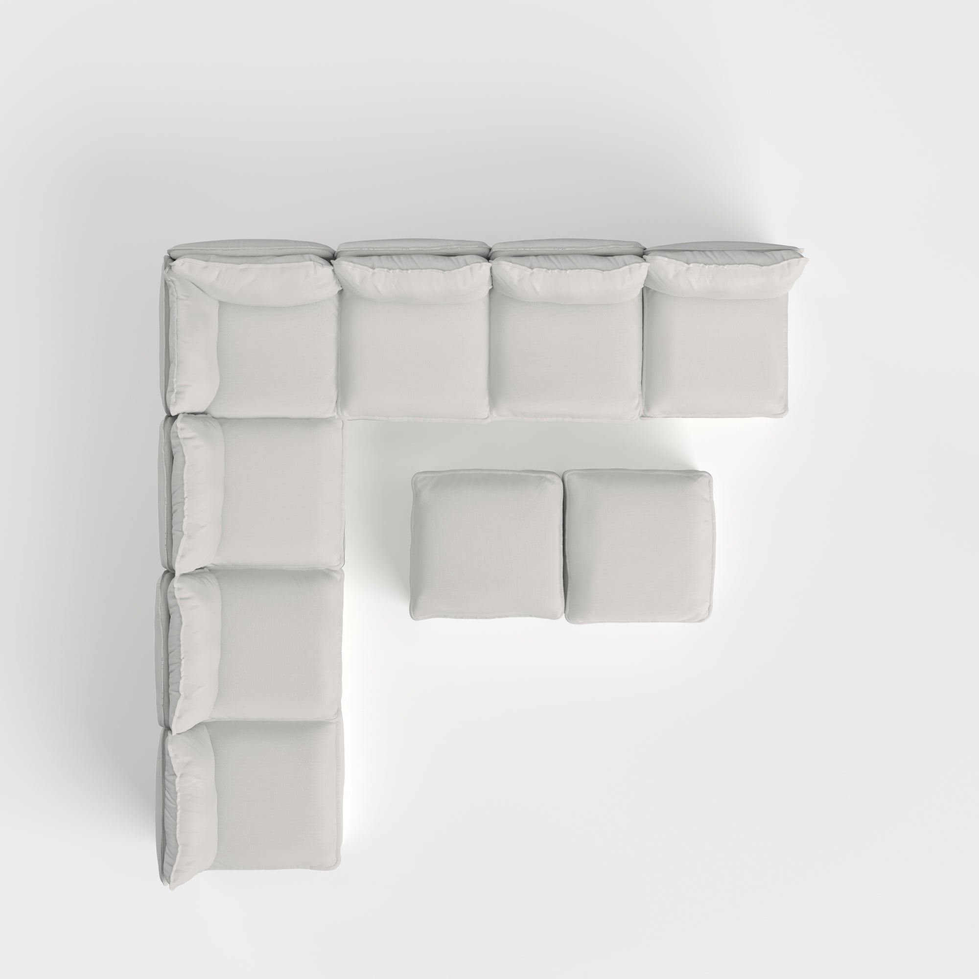 Slipcover Only - Modular Outdoor Washable 7-Seater Open-Ends Corner Sectional + Bench Ottoman | Nano Slubweave in Mist