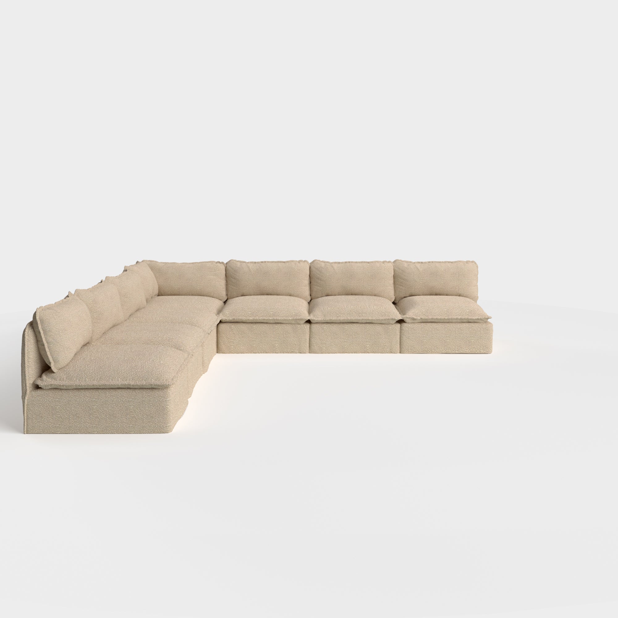 Slipcover Only - Modular Outdoor Washable 7-Seater Open-Ends Corner Sectional | Alfresco Boucle in Cashew