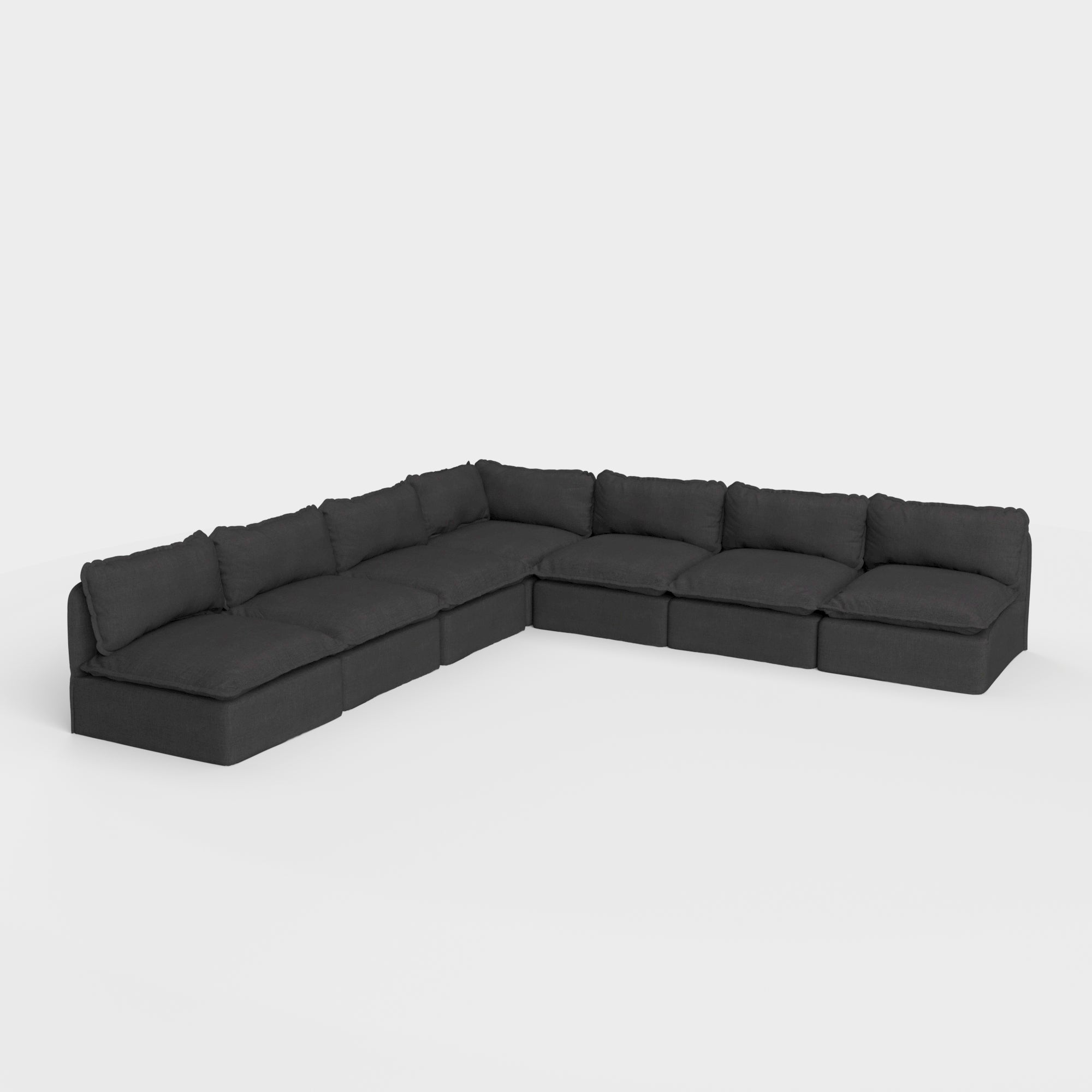 Slipcover Only - Modular Outdoor Washable 7-Seater Open-Ends Corner Sectional | Classic Canvas in Charcoal