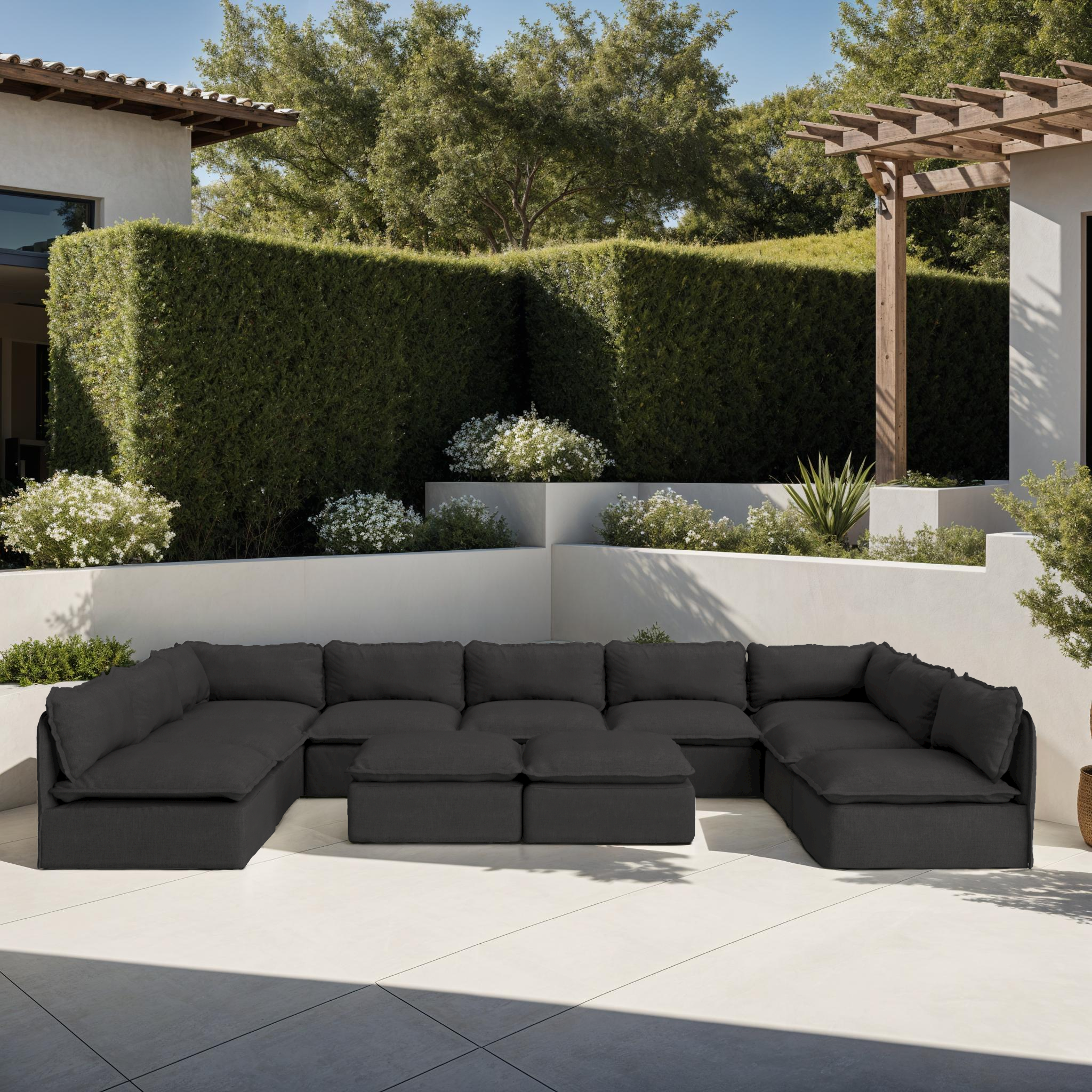 Slipcover Only - Modular Outdoor Washable 7-Seater Open-Ends Corner Sectional | Classic Canvas in Charcoal