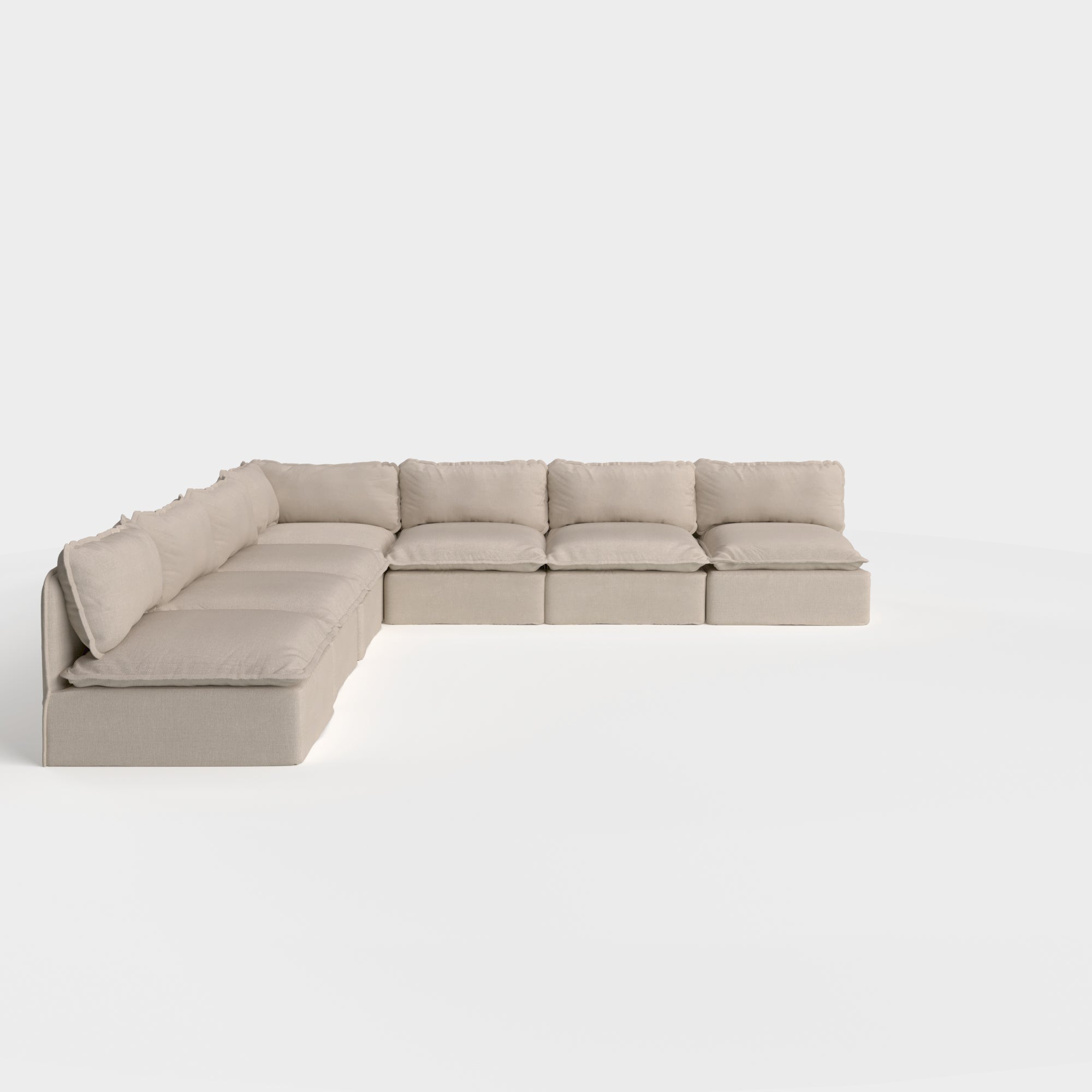 Slipcover Only - Modular Outdoor Washable 7-Seater Open-Ends Corner Sectional | Classic Canvas in Sand