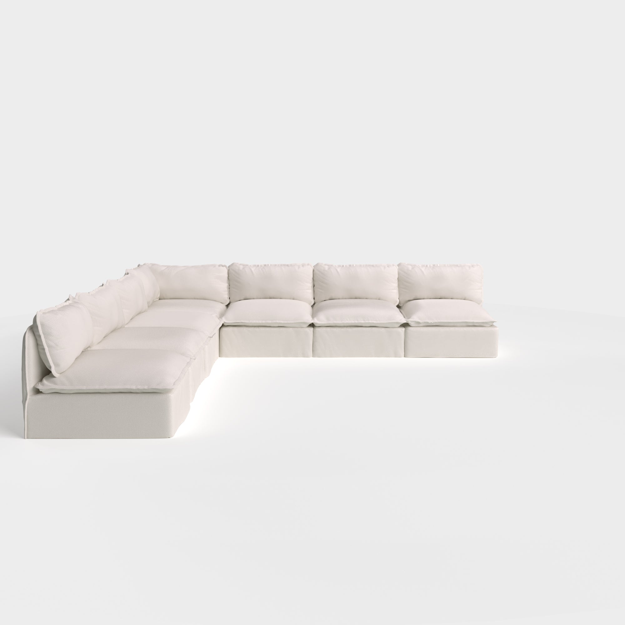 Slipcover Only - Modular Outdoor Washable 7-Seater Open-Ends Corner Sectional | Nano Slubweave in Chai