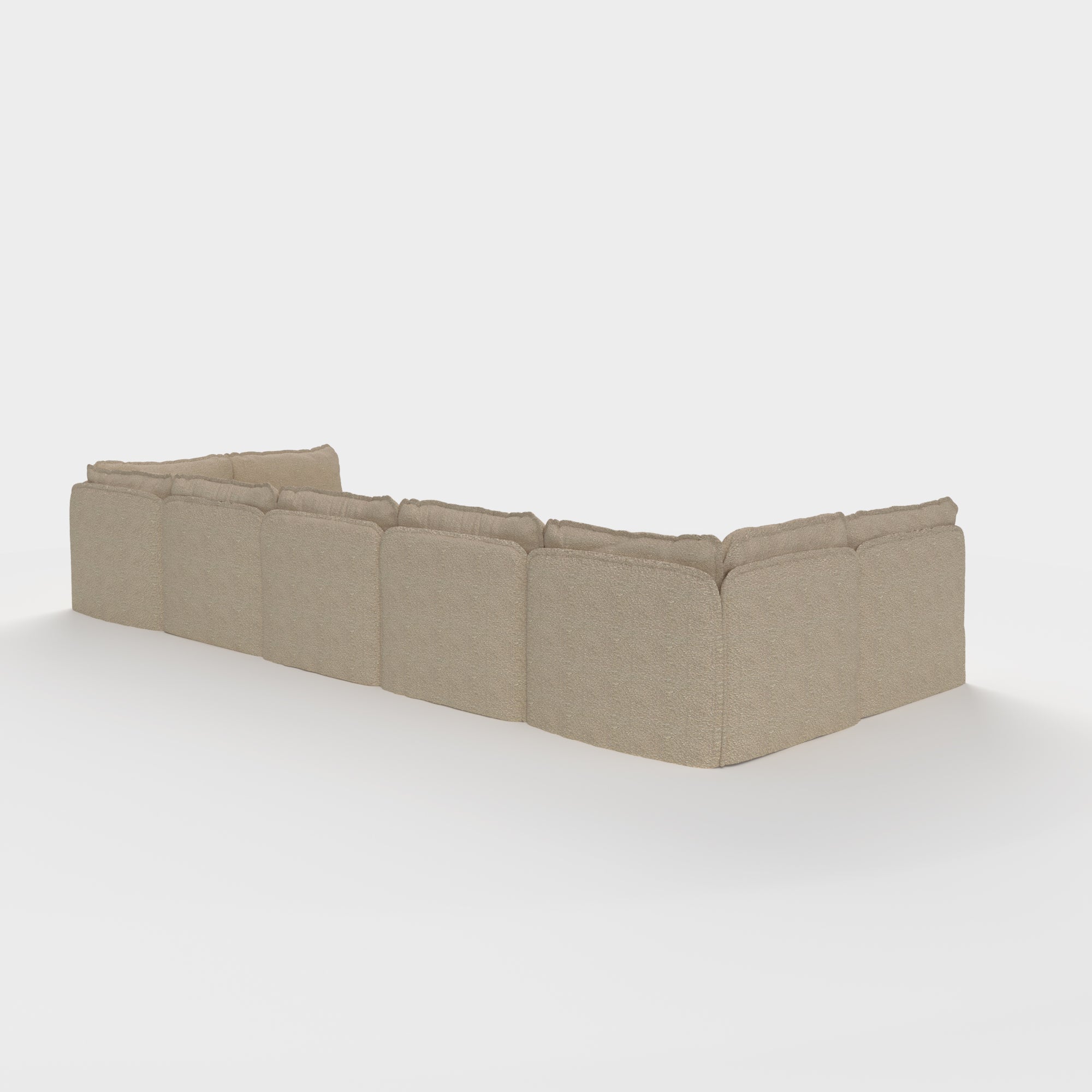 Slipcover Only - Modular Outdoor Washable 7-Seater Open-Ends U-Sectional + Ottoman | Alfresco Boucle in Cashew