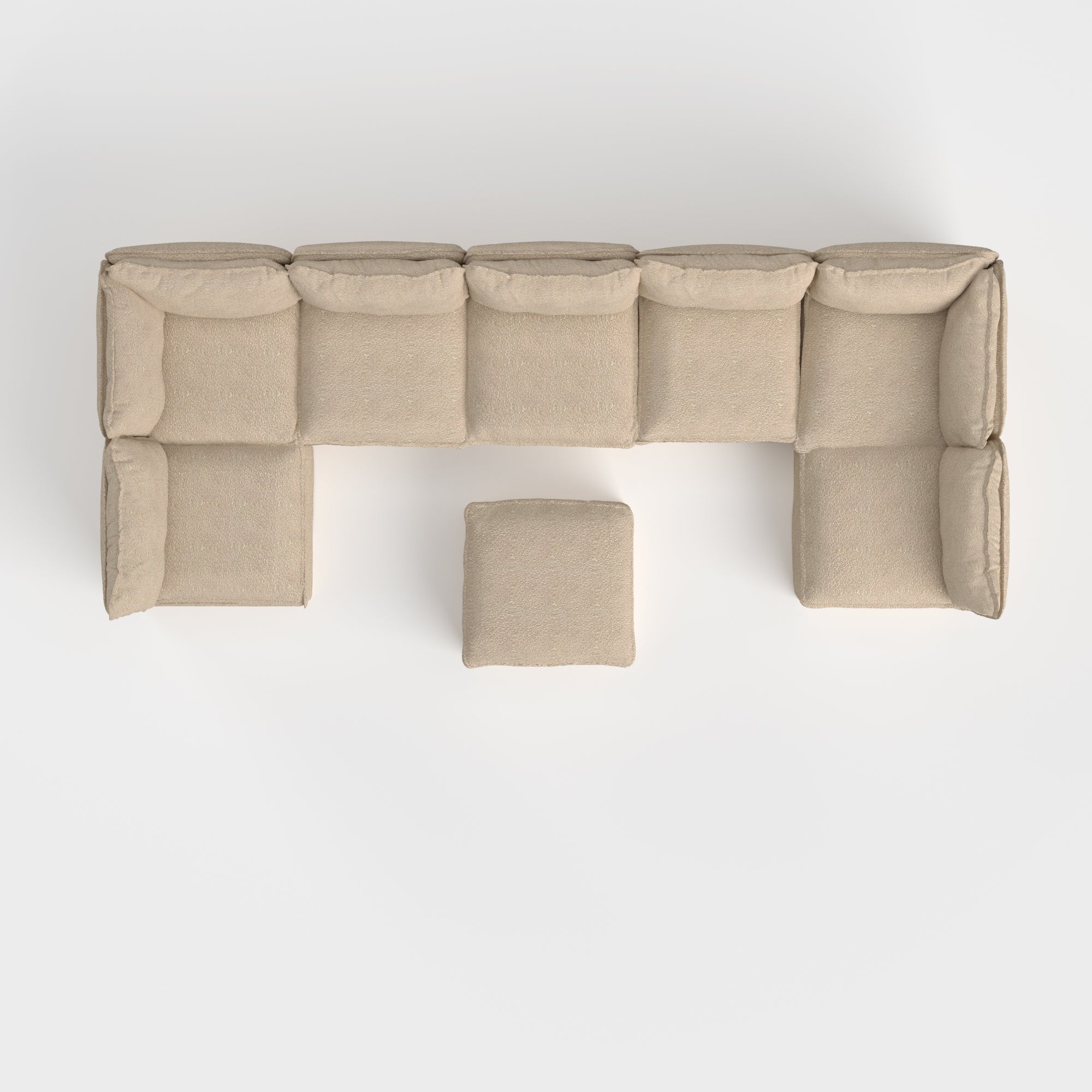 Slipcover Only - Modular Outdoor Washable 7-Seater Open-Ends U-Sectional + Ottoman | Alfresco Boucle in Cashew