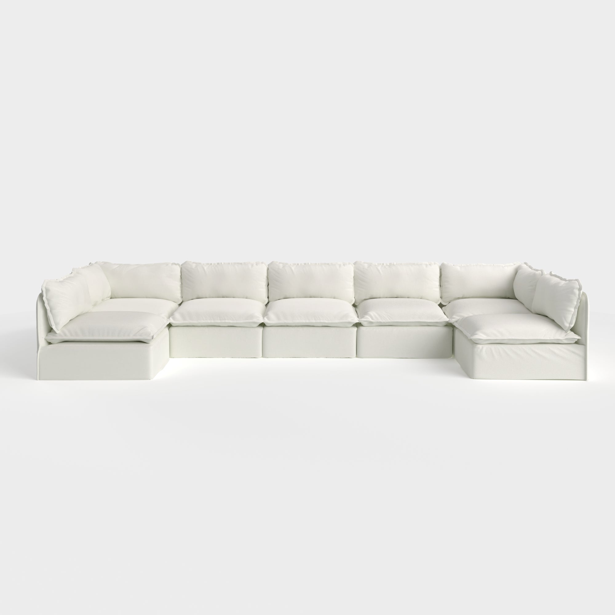 Slipcover Only - Modular Outdoor Washable 7-Seater Open-Ends U-Sectional | Classic Canvas in Cloud