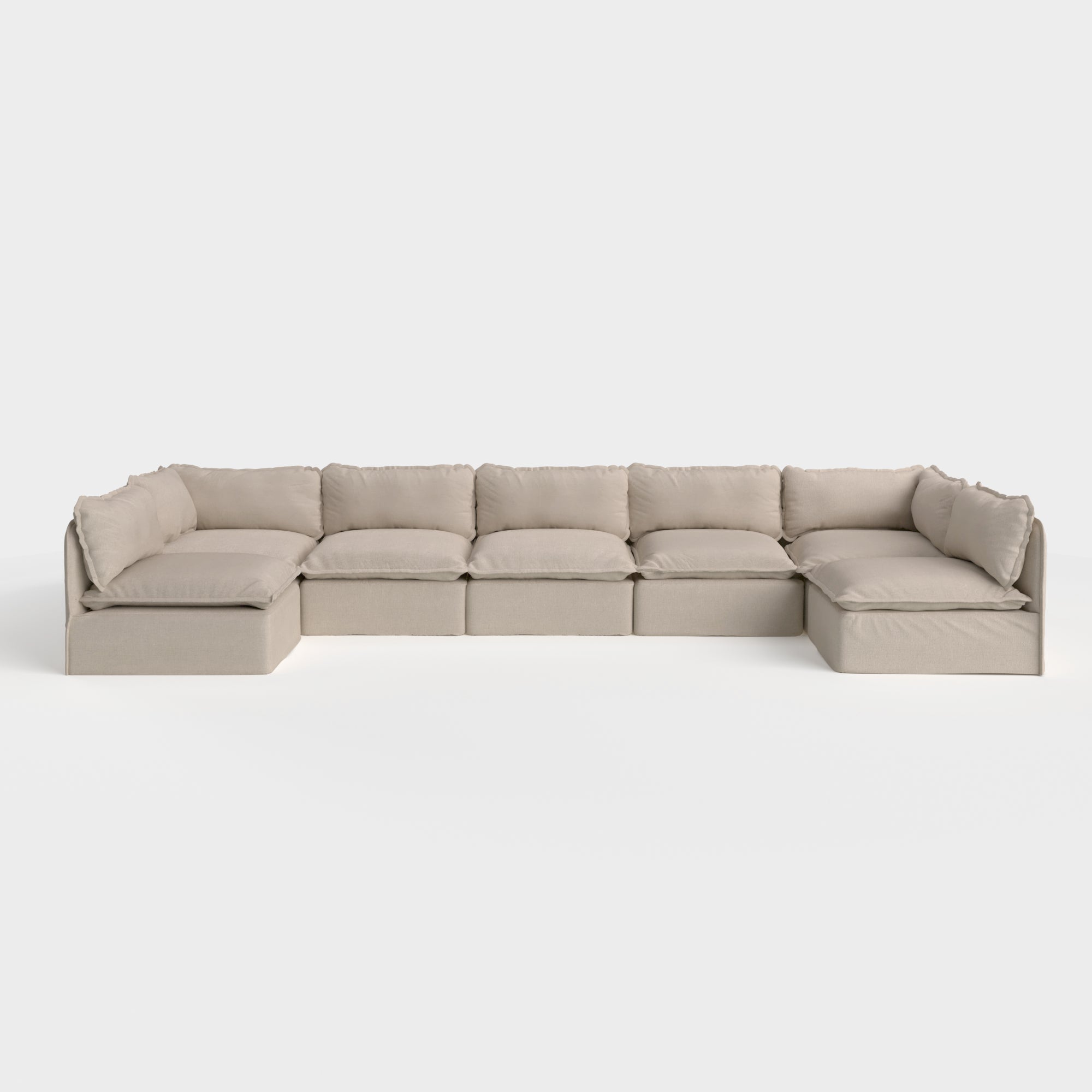 Slipcover Only - Modular Outdoor Washable 7-Seater Open-Ends U-Sectional | Classic Canvas in Sand
