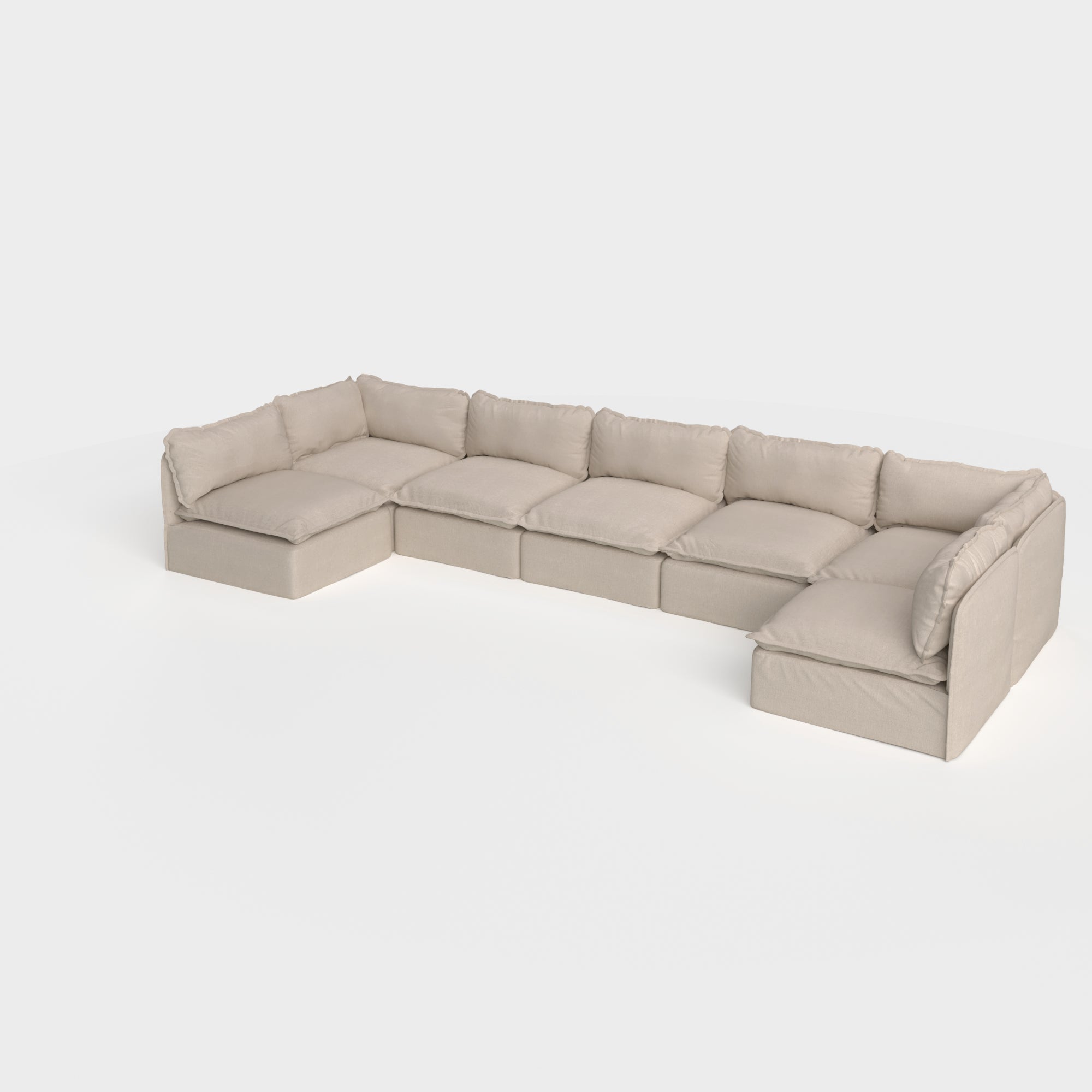 Slipcover Only - Modular Outdoor Washable 7-Seater Open-Ends U-Sectional | Classic Canvas in Sand