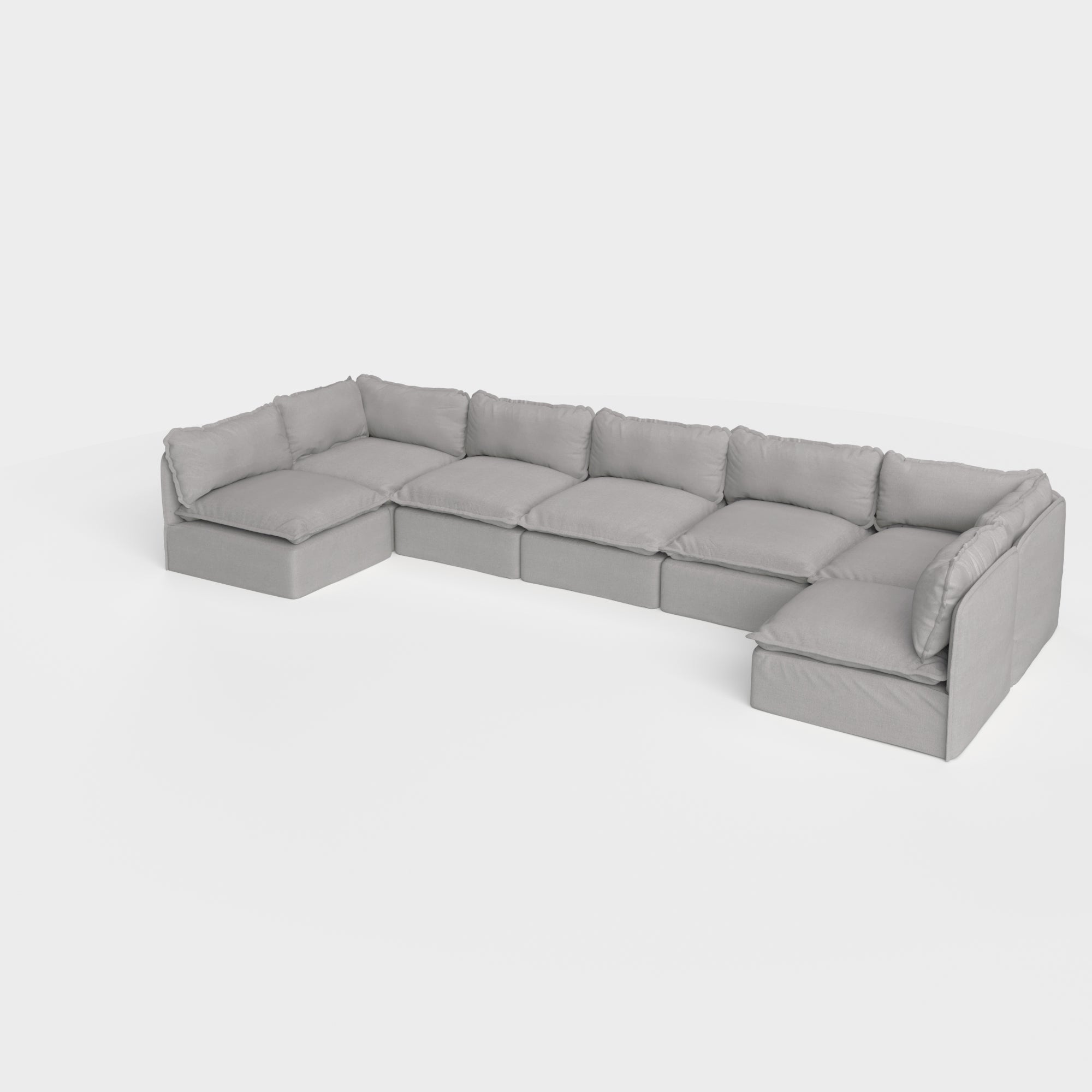 Slipcover Only - Modular Outdoor Washable 7-Seater Open-Ends U-Sectional | Classic Canvas in Stone Gray