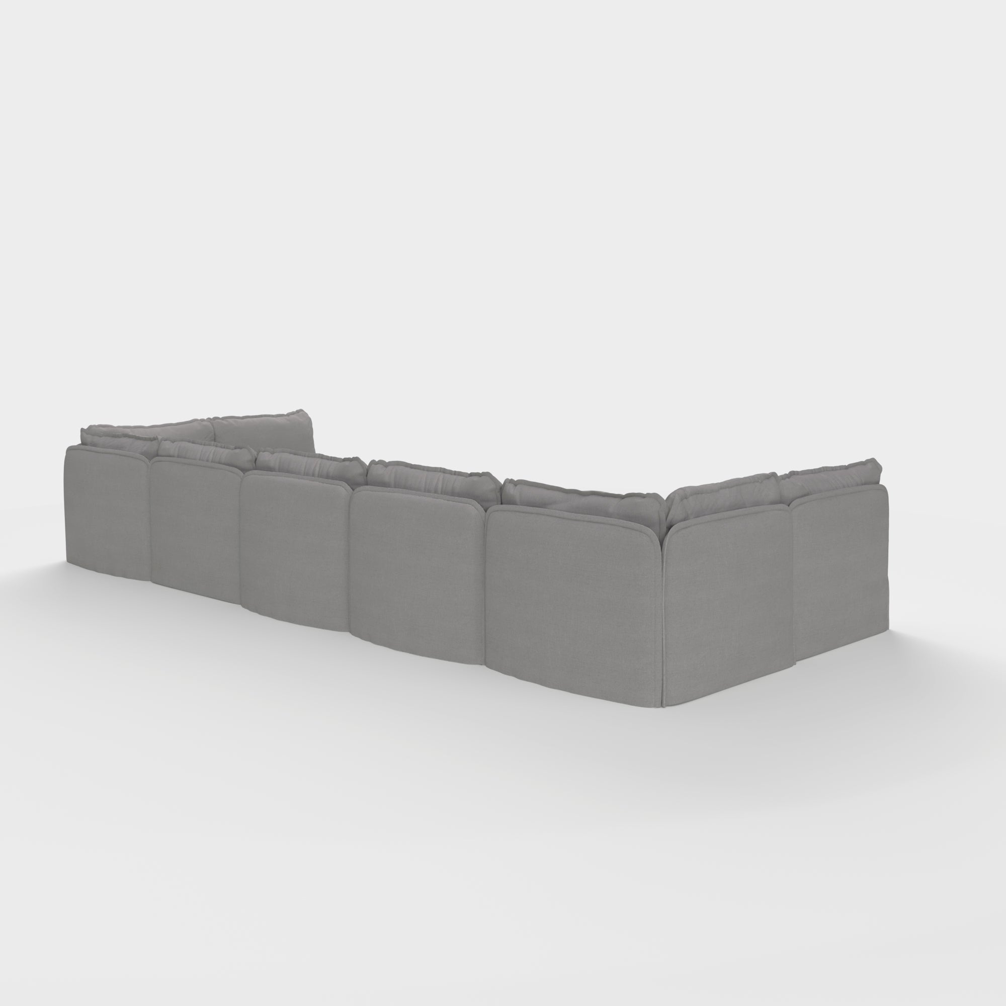 Slipcover Only - Modular Outdoor Washable 7-Seater Open-Ends U-Sectional | Classic Canvas in Stone Gray