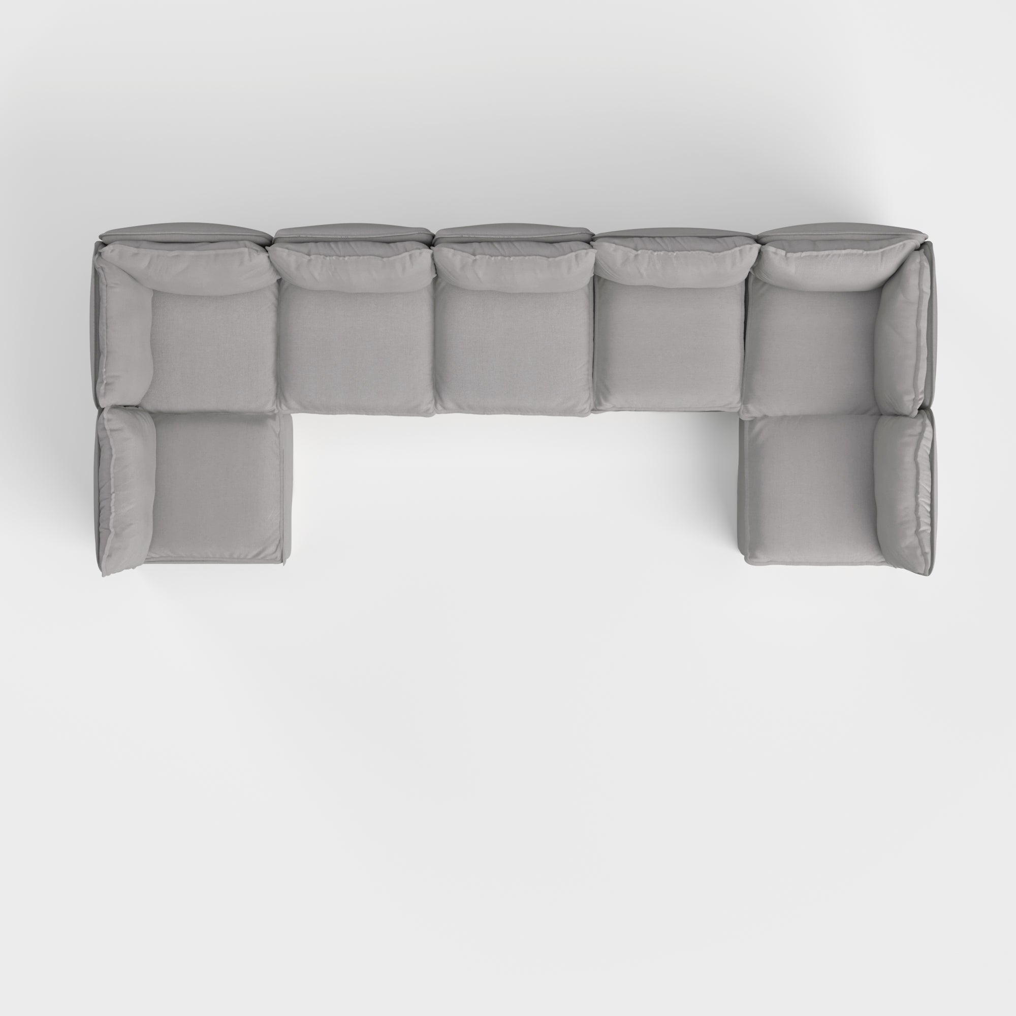 Slipcover Only - Modular Outdoor Washable 7-Seater Open-Ends U-Sectional | Classic Canvas in Stone Gray