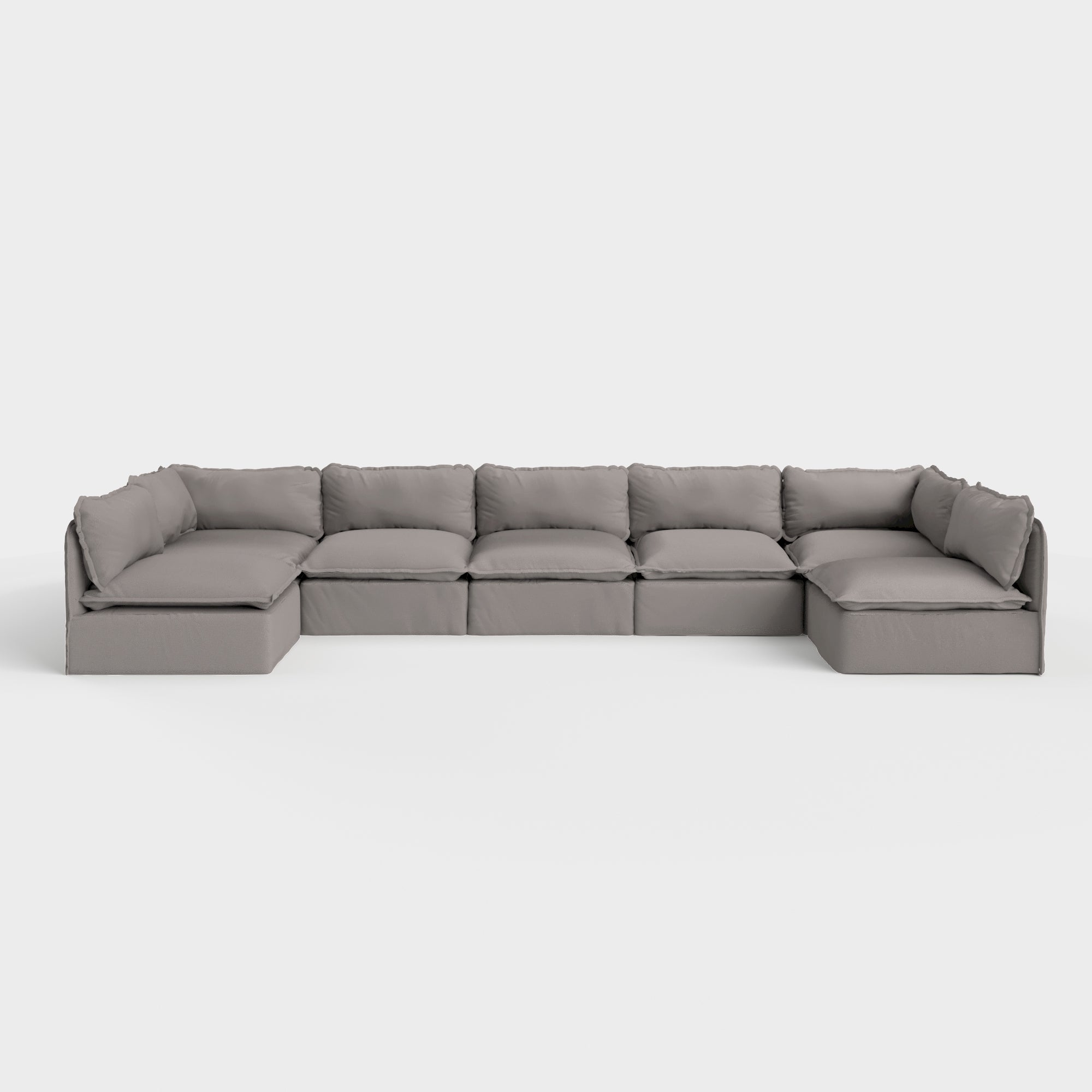 Slipcover Only - Modular Outdoor Washable 7-Seater Open-Ends U-Sectional | Nano Slubweave in Haze Gray