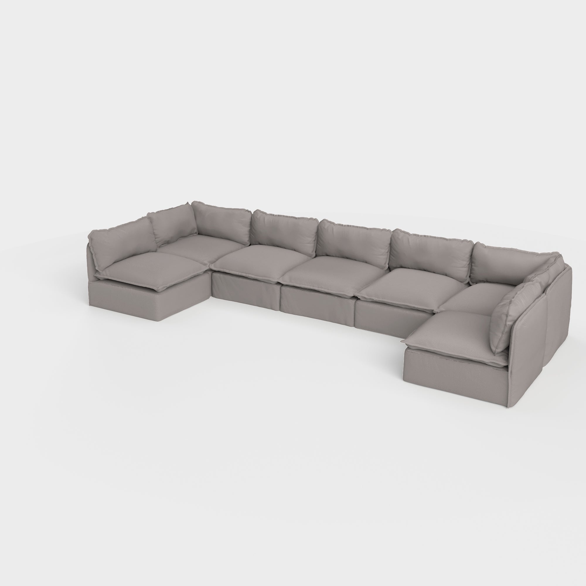 Slipcover Only - Modular Outdoor Washable 7-Seater Open-Ends U-Sectional | Nano Slubweave in Haze Gray