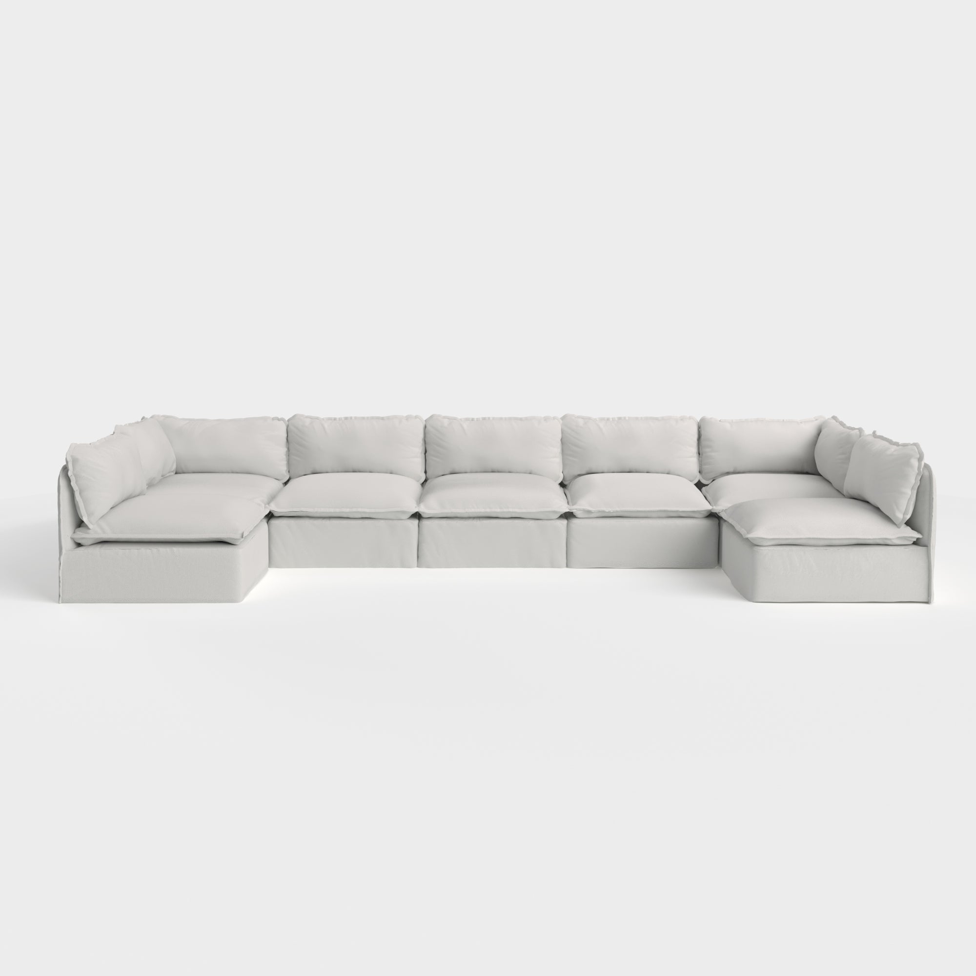 Slipcover Only - Modular Outdoor Washable 7-Seater Open-Ends U-Sectional | Nano Slubweave in Mist
