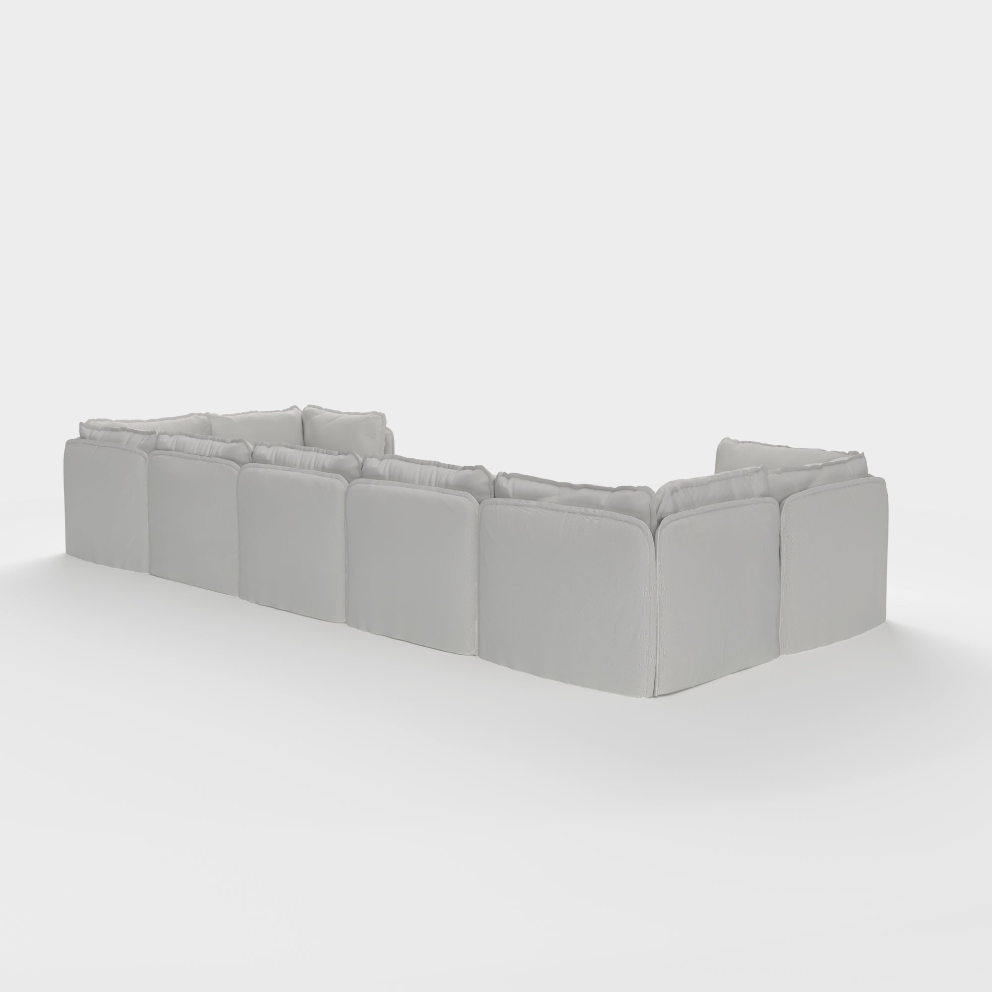Slipcover Only - Modular Outdoor Washable 7-Seater U-Sectional + Bench Ottoman | Nano Slubweave in Mist