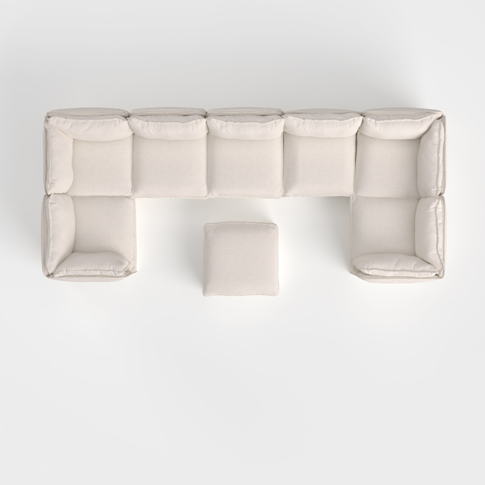 Slipcover Only - Modular Outdoor Washable 7-Seater U-Sectional + Ottoman | Alfresco Boucle in Creme