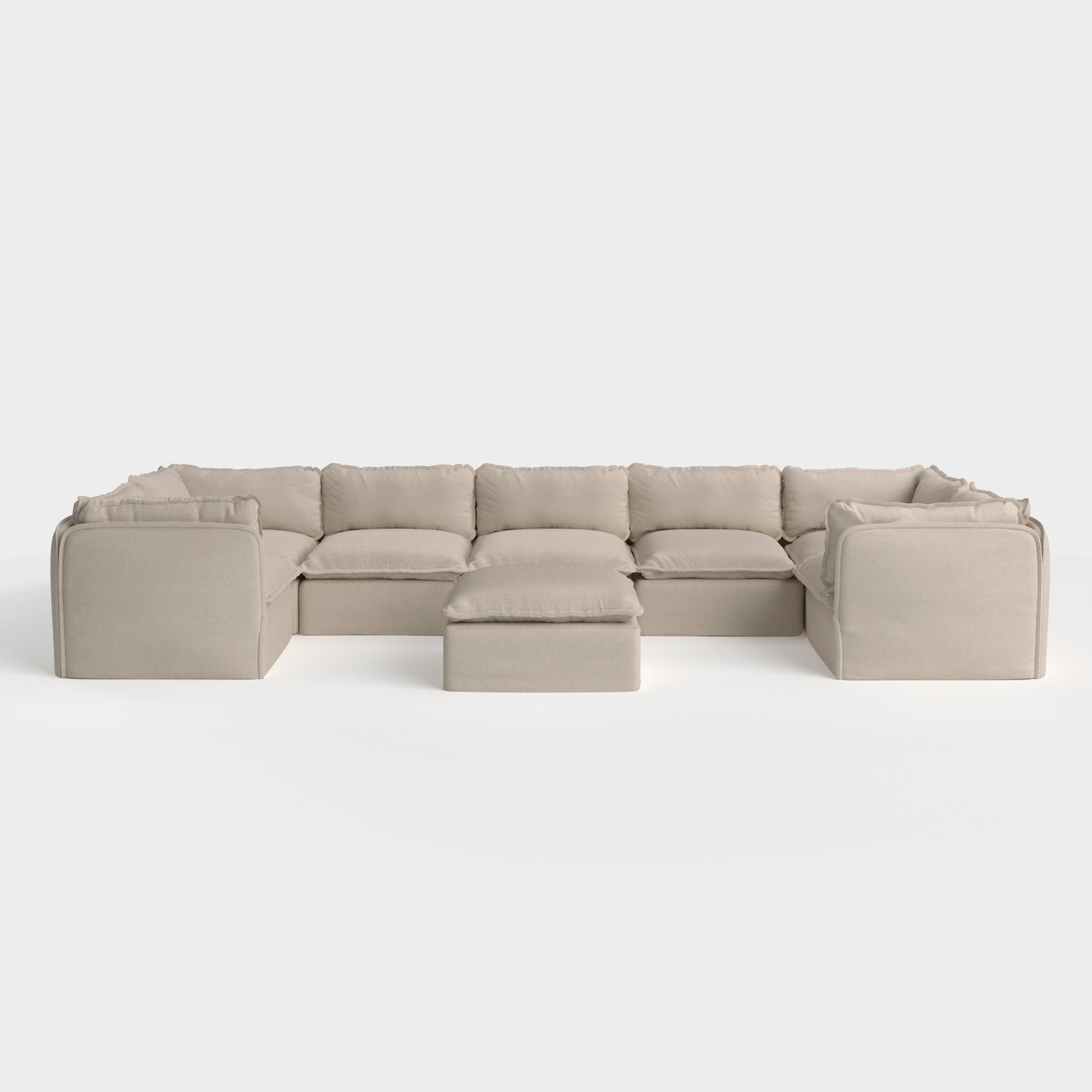 Slipcover Only - Modular Outdoor Washable 7-Seater U-Sectional + Ottoman | Classic Canvas in Sand