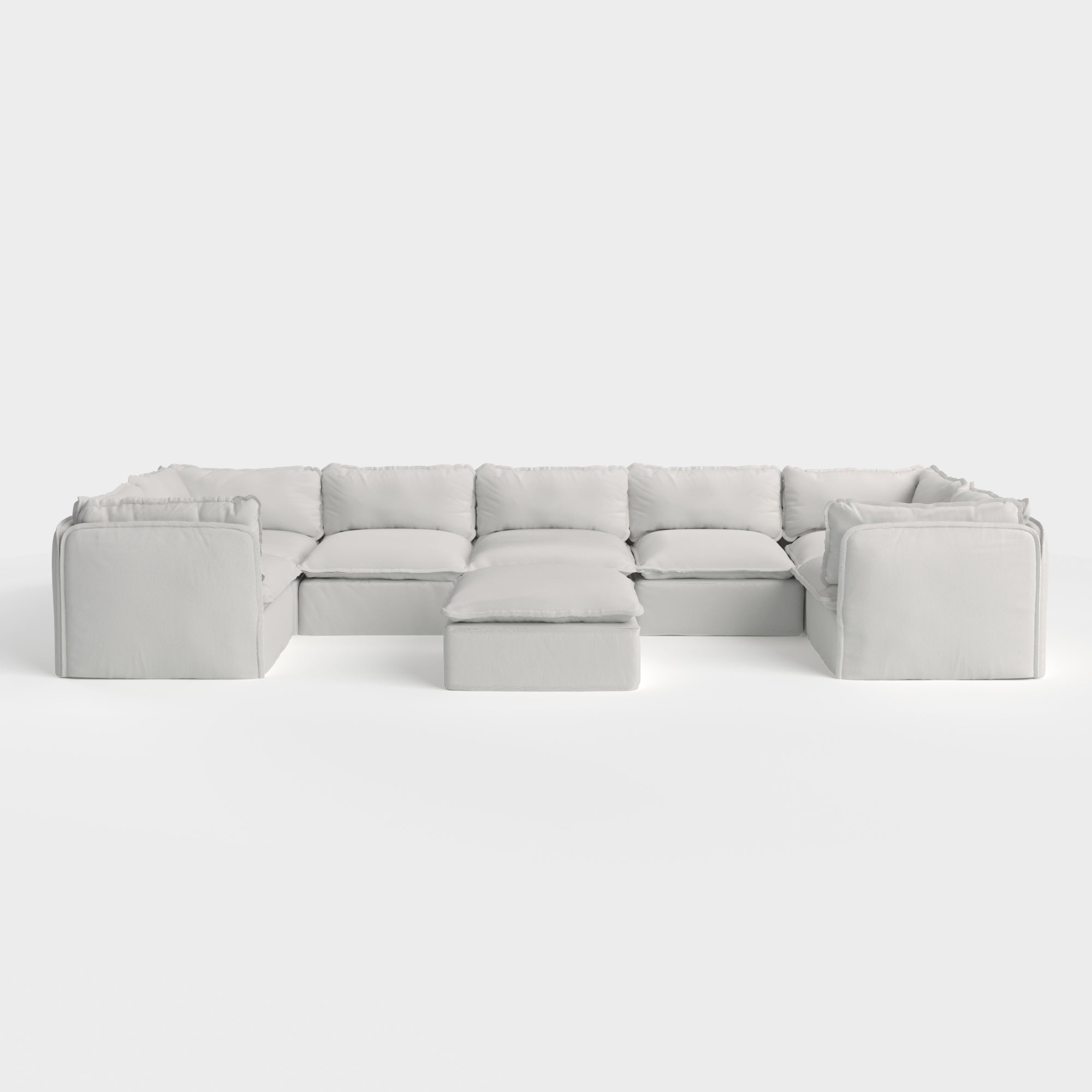 Slipcover Only - Modular Outdoor Washable 7-Seater U-Sectional + Ottoman | Nano Slubweave in Mist