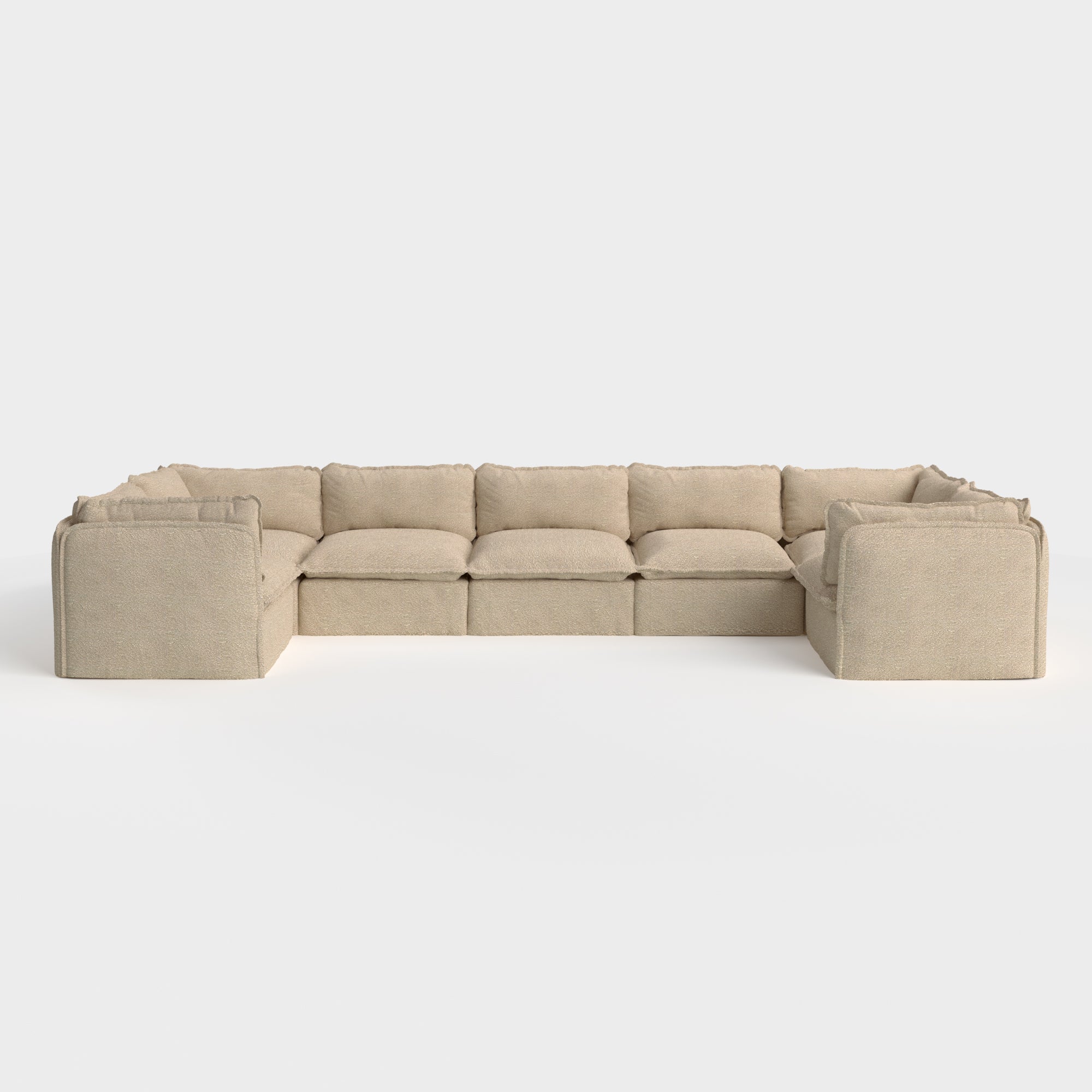 Slipcover Only - Modular Outdoor Washable 7-Seater U-Sectional | Alfresco Boucle in Cashew