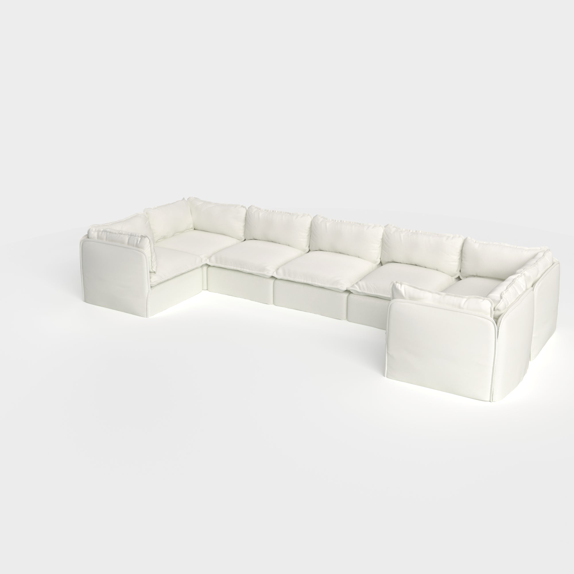 Slipcover Only - Modular Outdoor Washable 7-Seater U-Sectional | Classic Canvas in Cloud