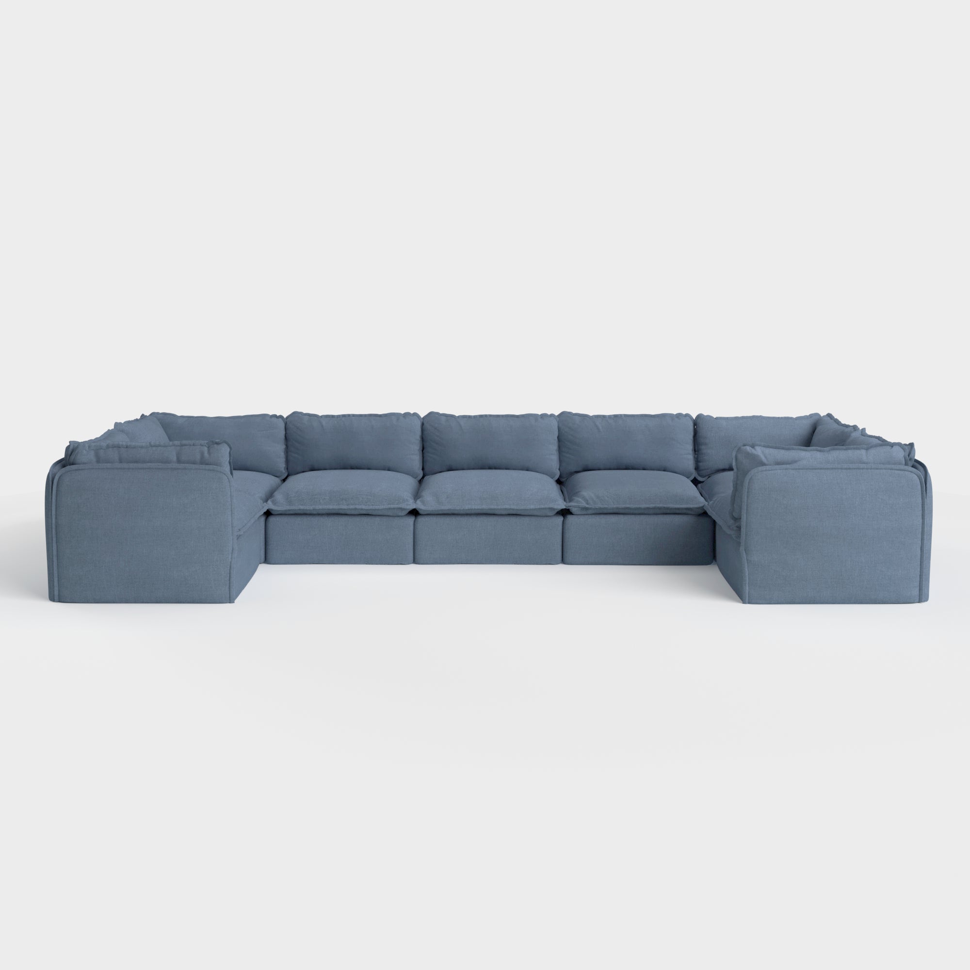 Slipcover Only - Modular Outdoor Washable 7-Seater U-Sectional | Classic Canvas in Ocean