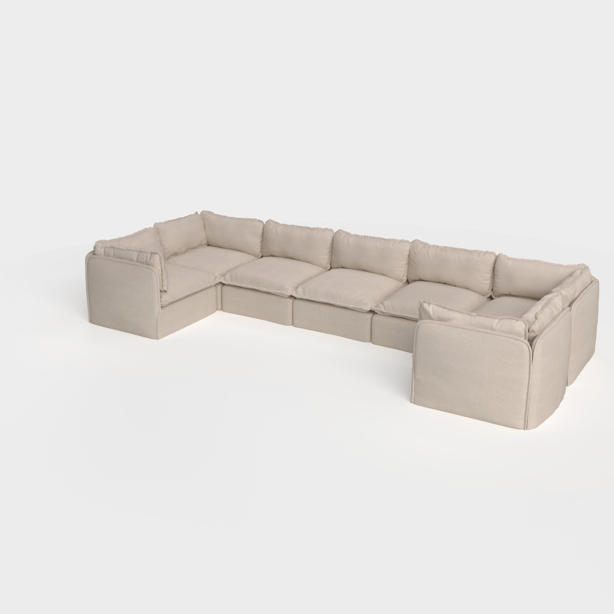 Slipcover Only - Modular Outdoor Washable 7-Seater U-Sectional | Classic Canvas in Sand