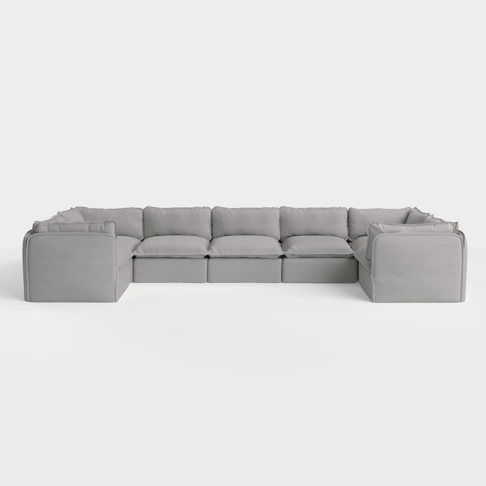Slipcover Only - Modular Outdoor Washable 7-Seater U-Sectional | Classic Canvas in Stone Gray
