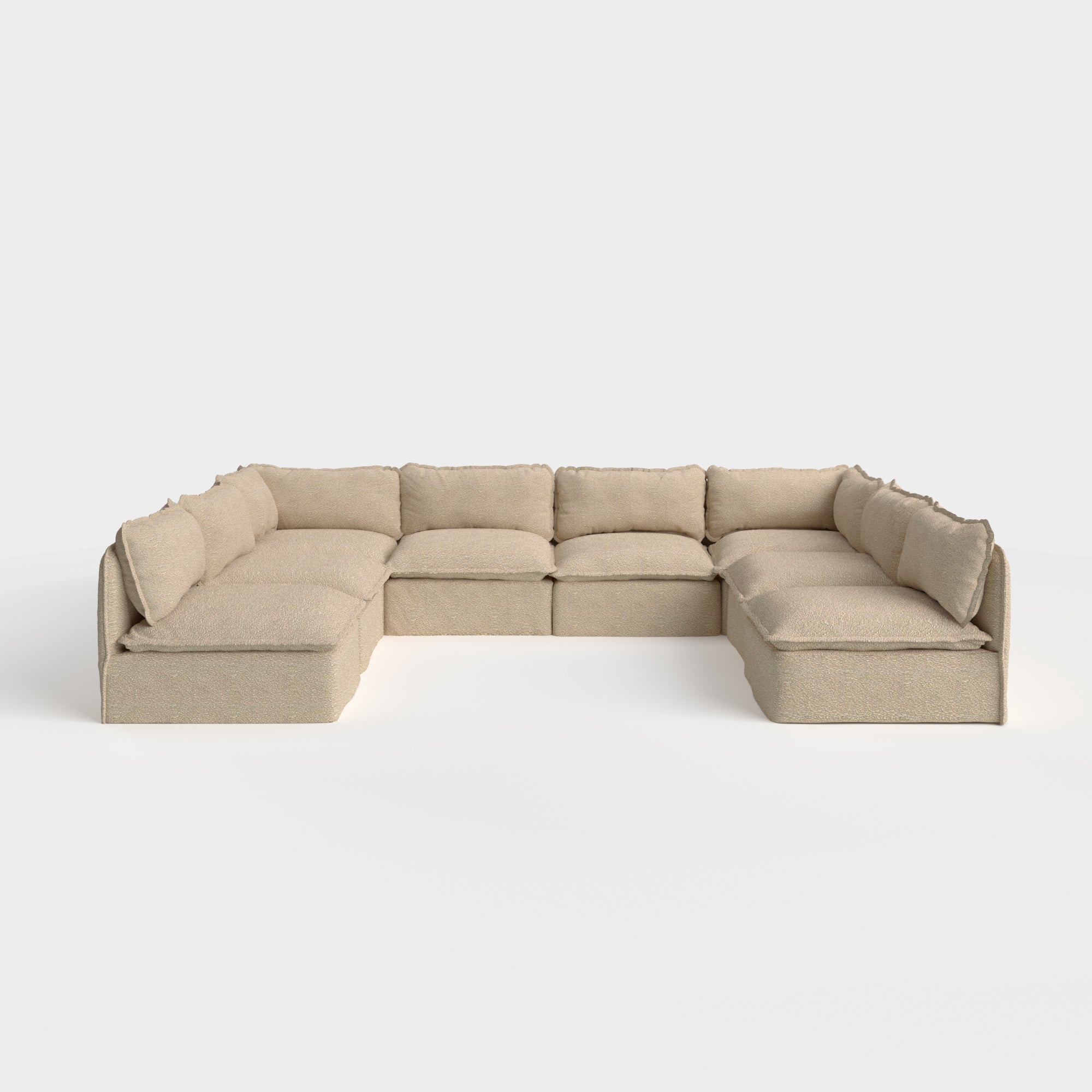 Slipcover Only - Modular Outdoor Washable 8-Seater Open-Ends U-Sectional | Alfresco Boucle in Cashew