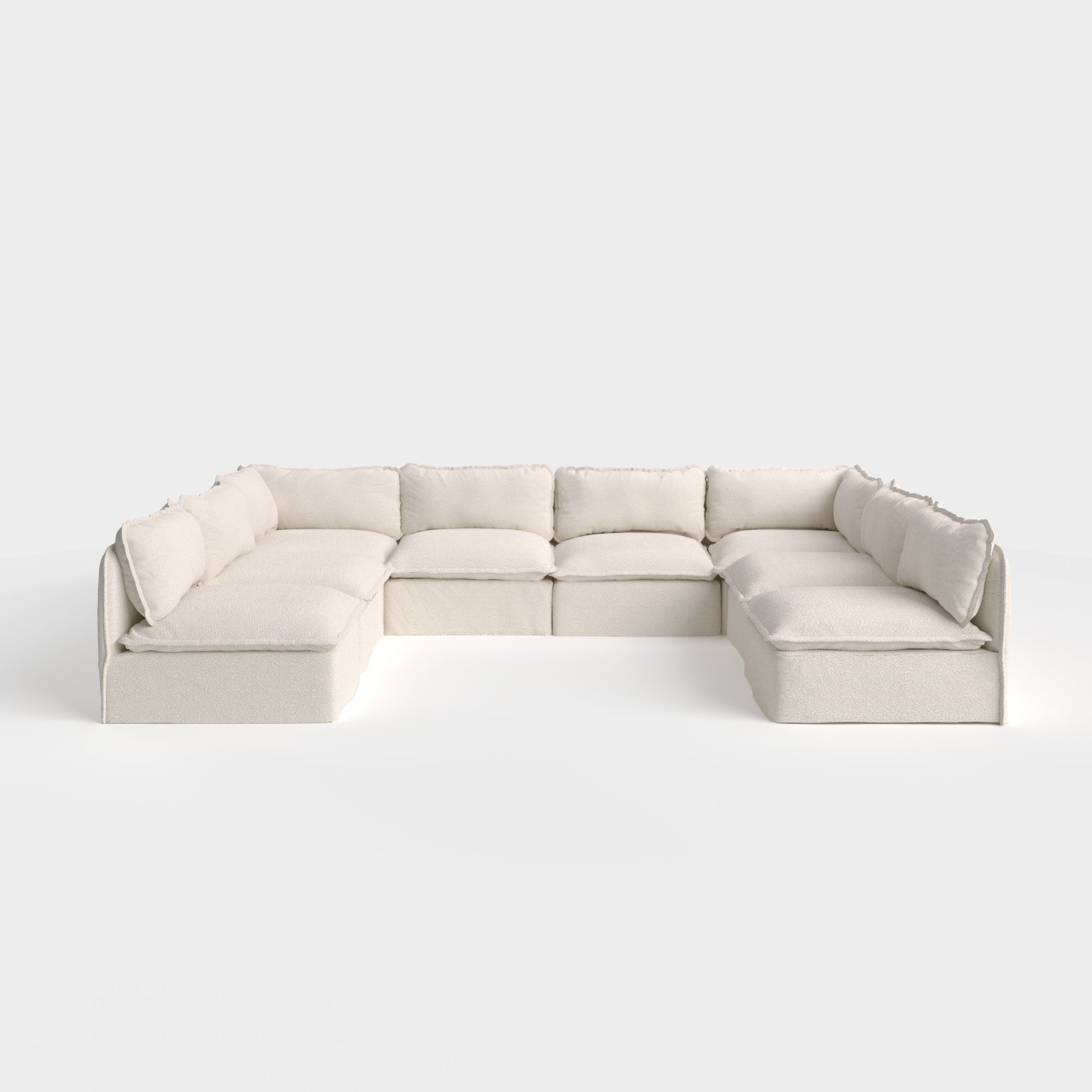 Slipcover Only - Modular Outdoor Washable 8-Seater Open-Ends U-Sectional | Alfresco Boucle in Creme