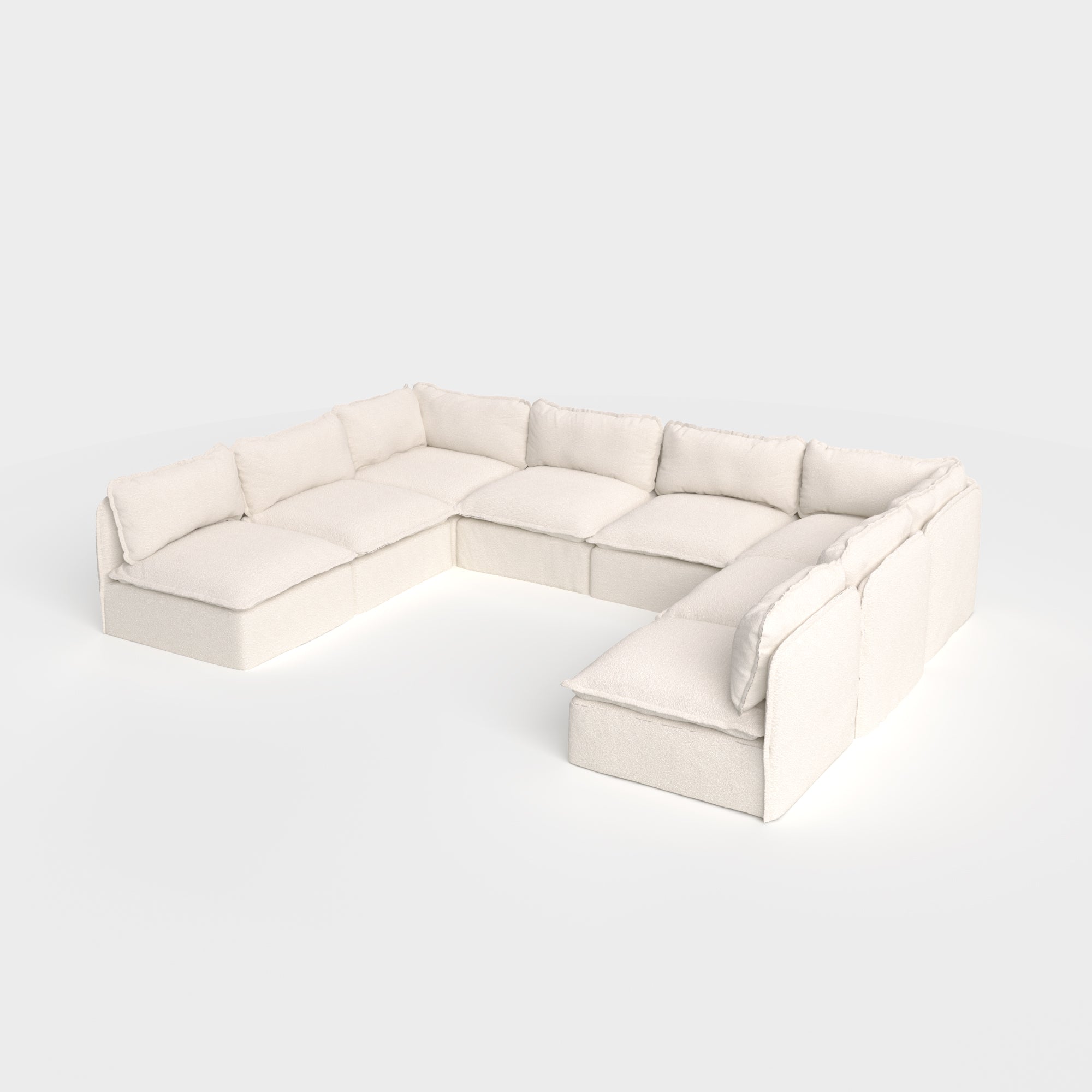 Slipcover Only - Modular Outdoor Washable 8-Seater Open-Ends U-Sectional | Alfresco Boucle in Creme
