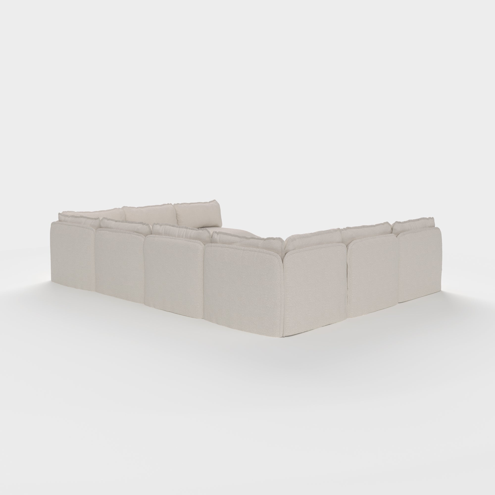 Slipcover Only - Modular Outdoor Washable 8-Seater Open-Ends U-Sectional | Alfresco Boucle in Creme